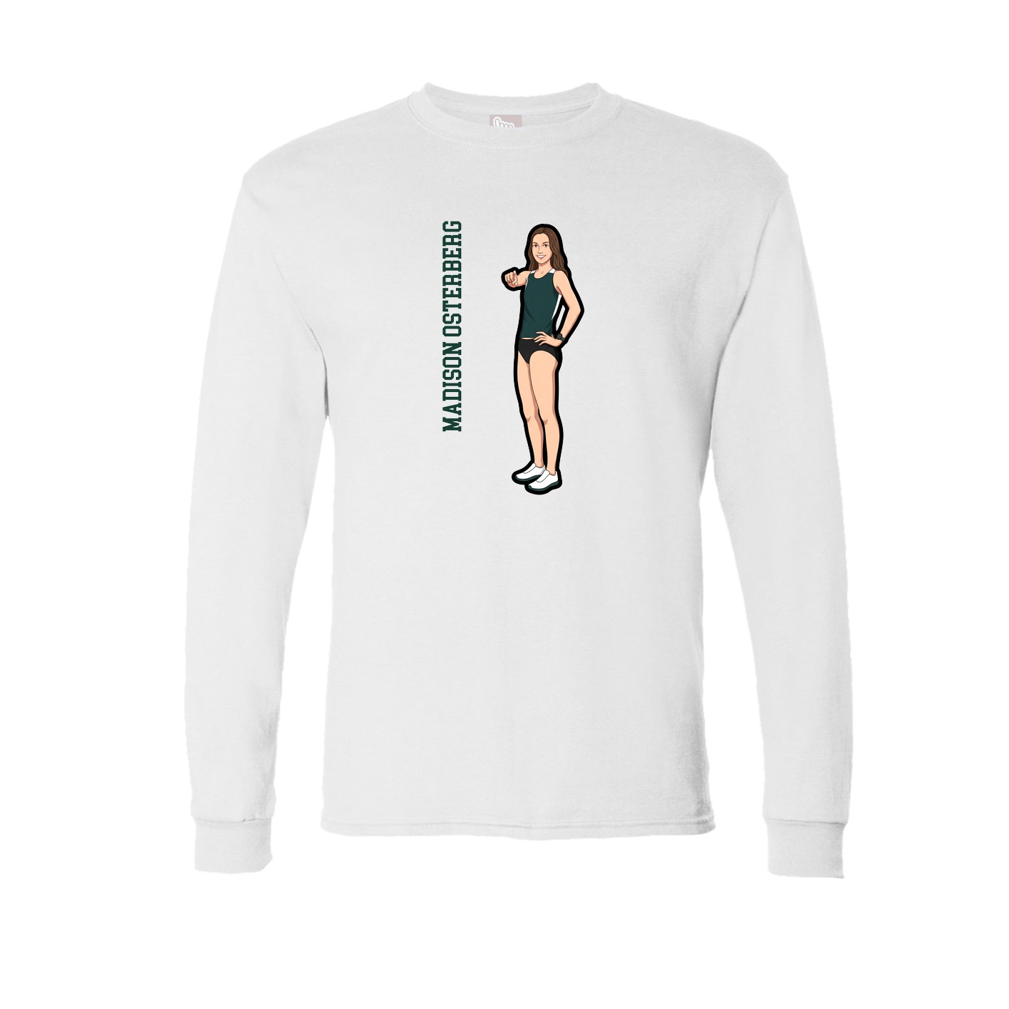 Long Sleeve Tee — Name Vertical in White