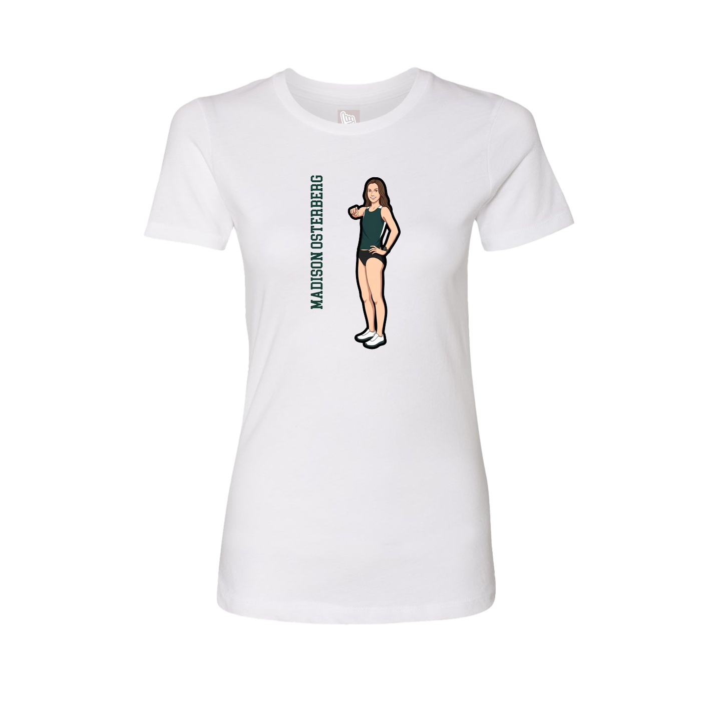 Fitted Women's Tee — Name Vertical in White