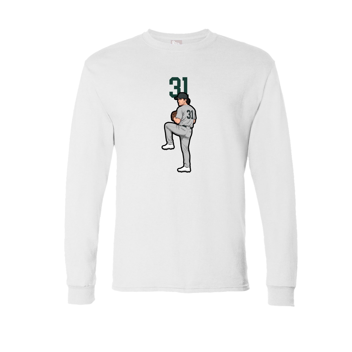 Long Sleeve Tee — Number Top in White