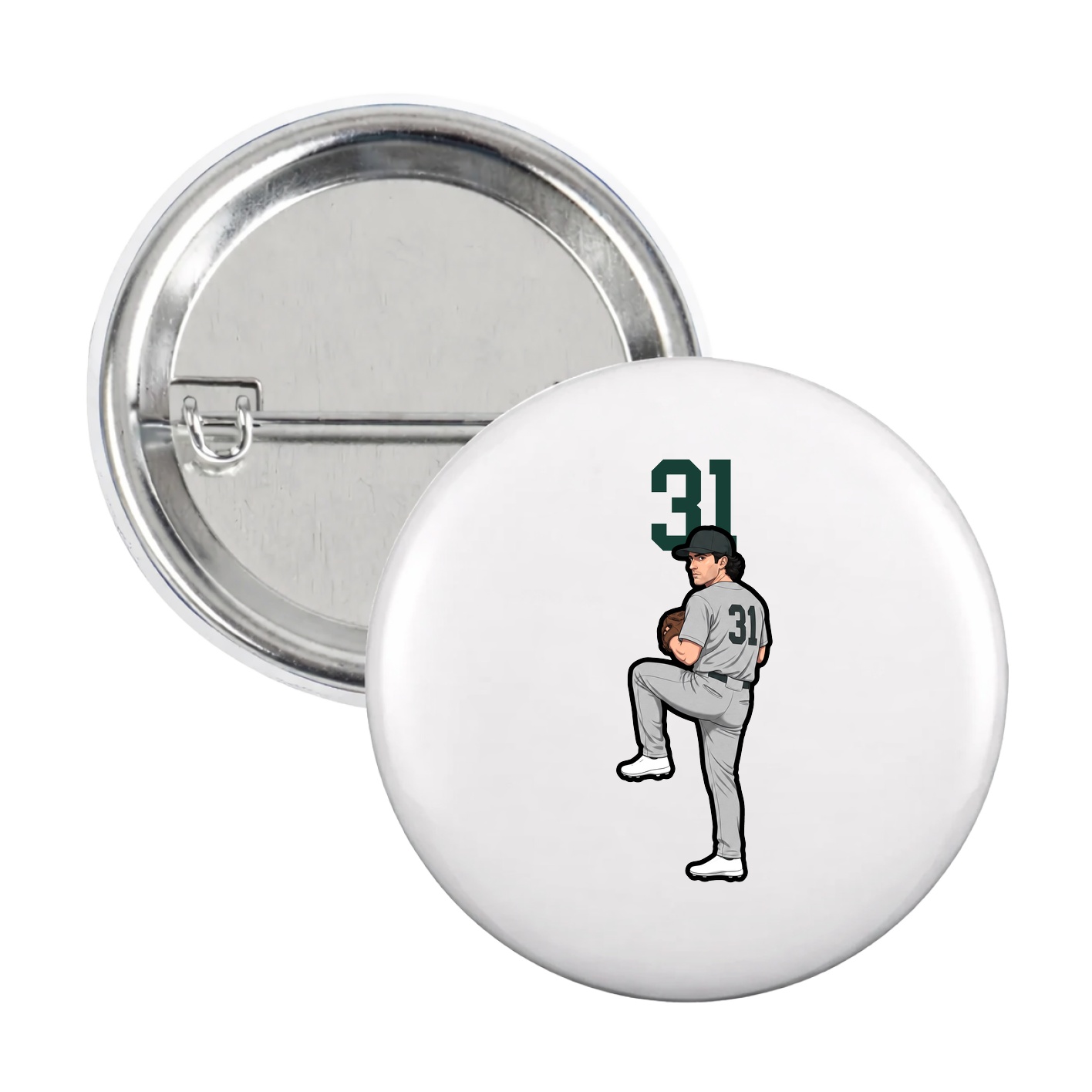 Game Day Button — Number Top in White
