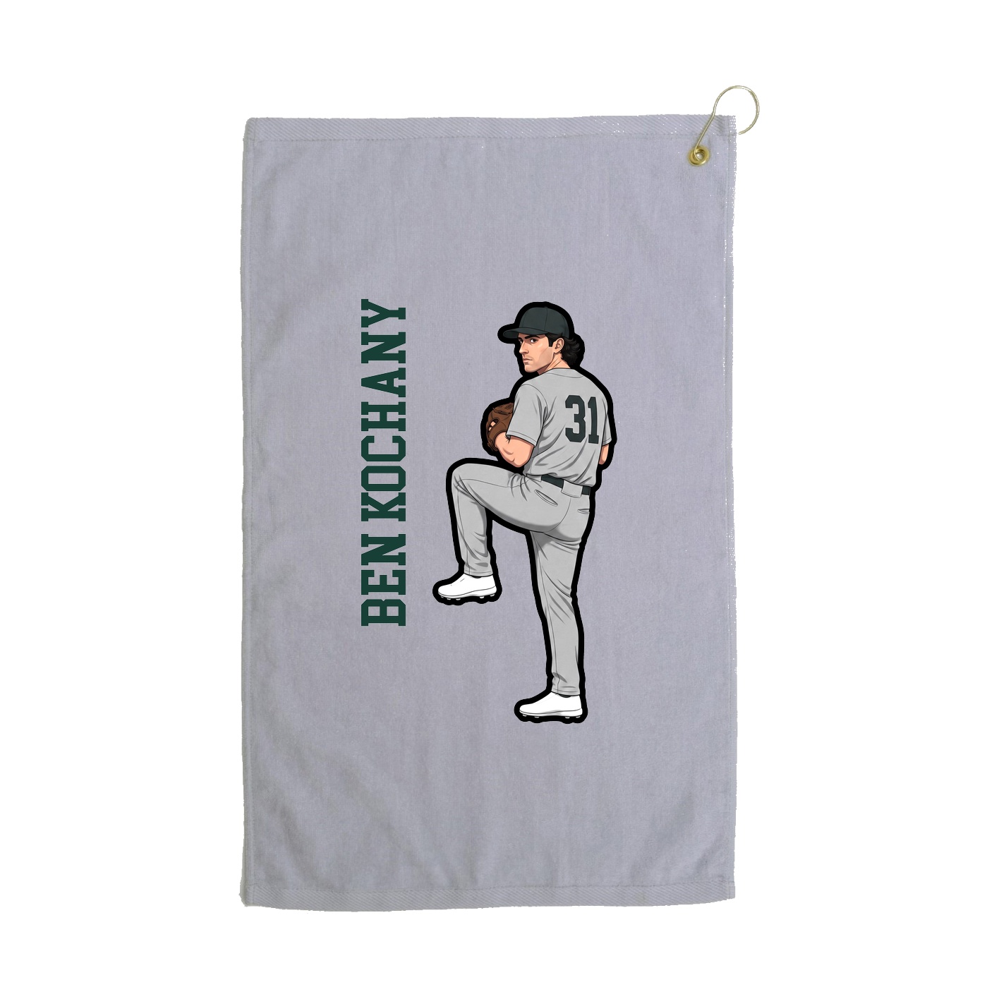 Golf Towel — Name Vertical in Grey