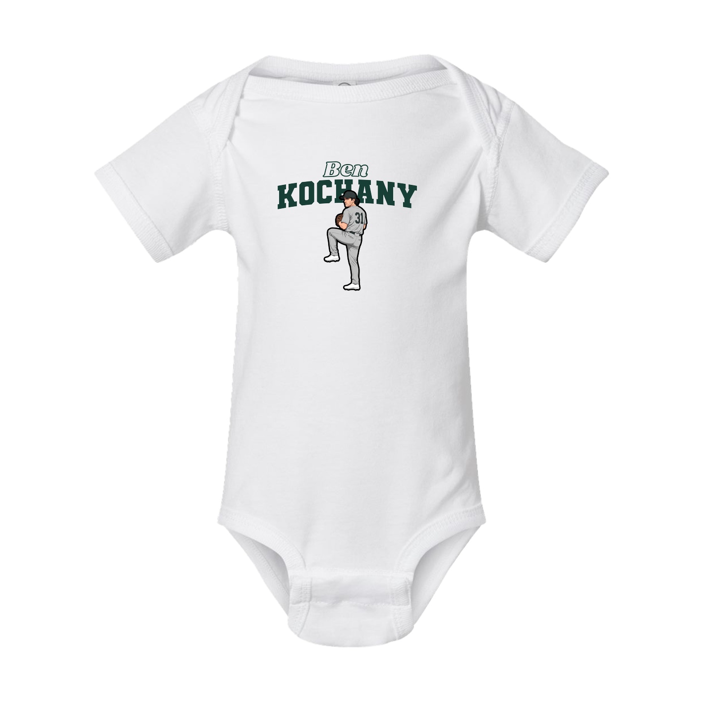 Baby Onesie — Name Arch in White