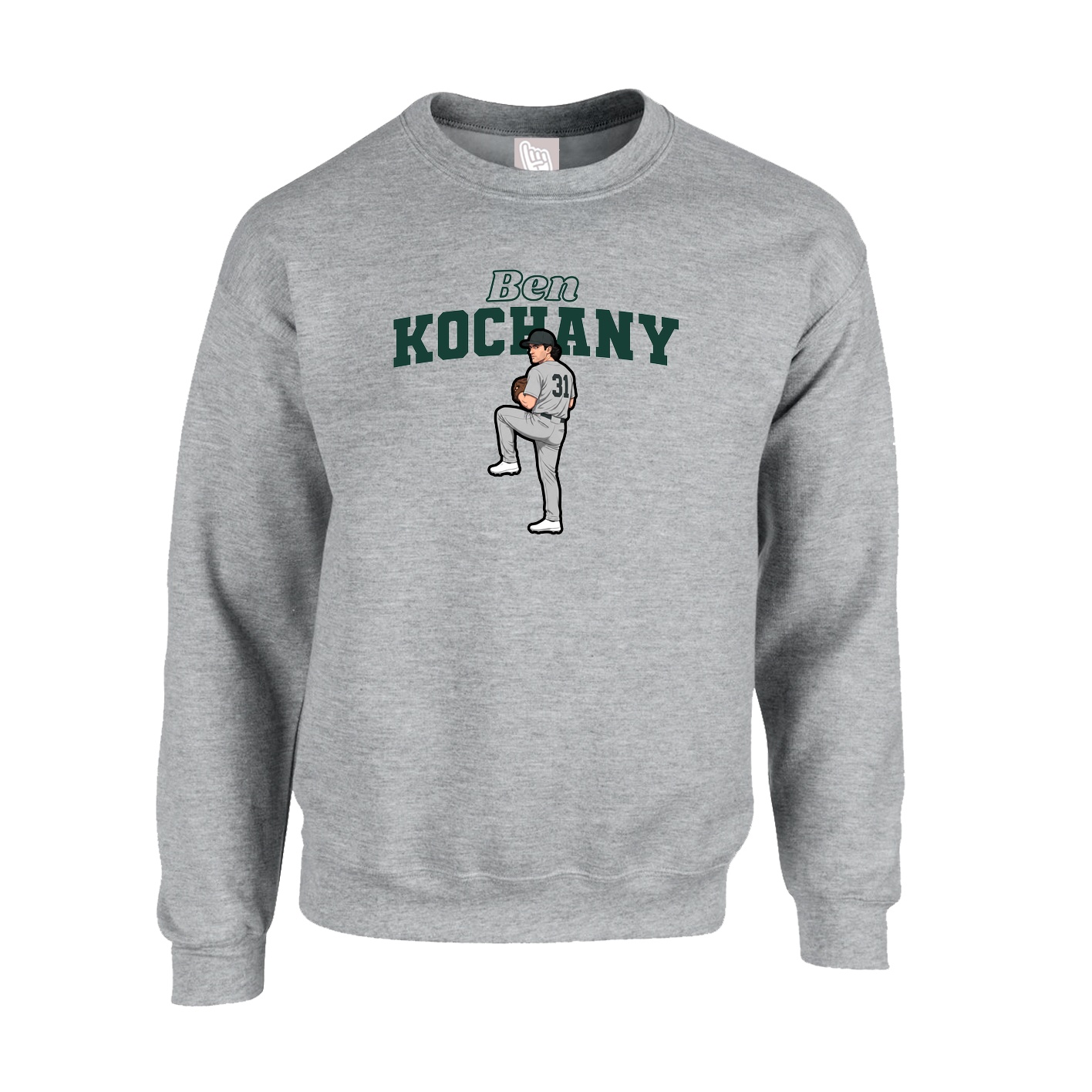 Fleece Crew — Name Arch in Grey