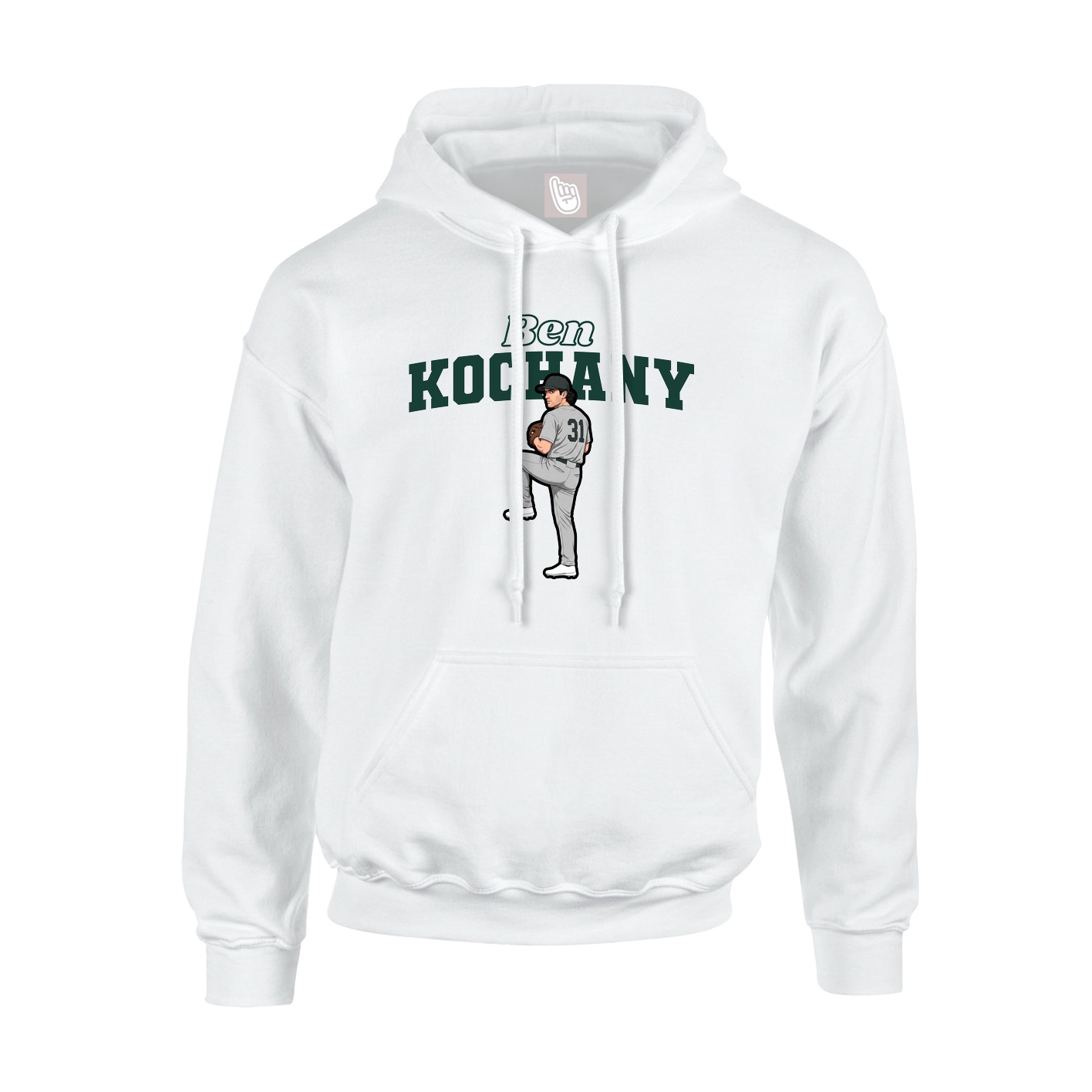 Youth Hoodie — Name Arch in White