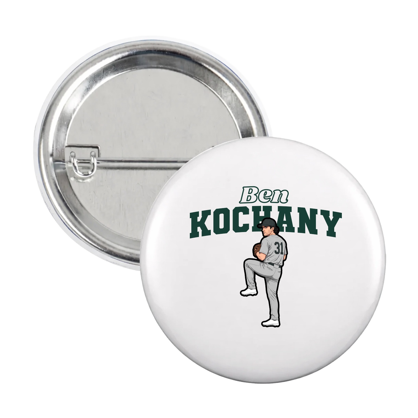 Game Day Button — Name Arch in White