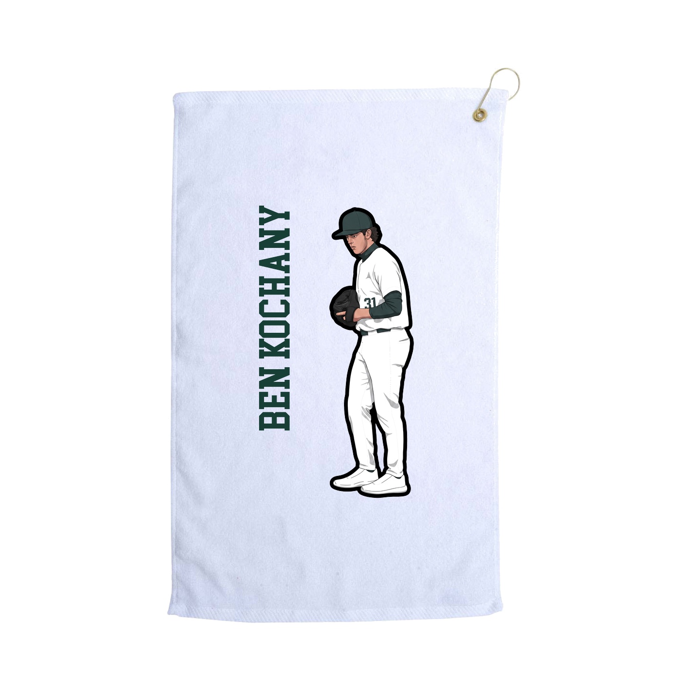 Golf Towel — Name Vertical in White