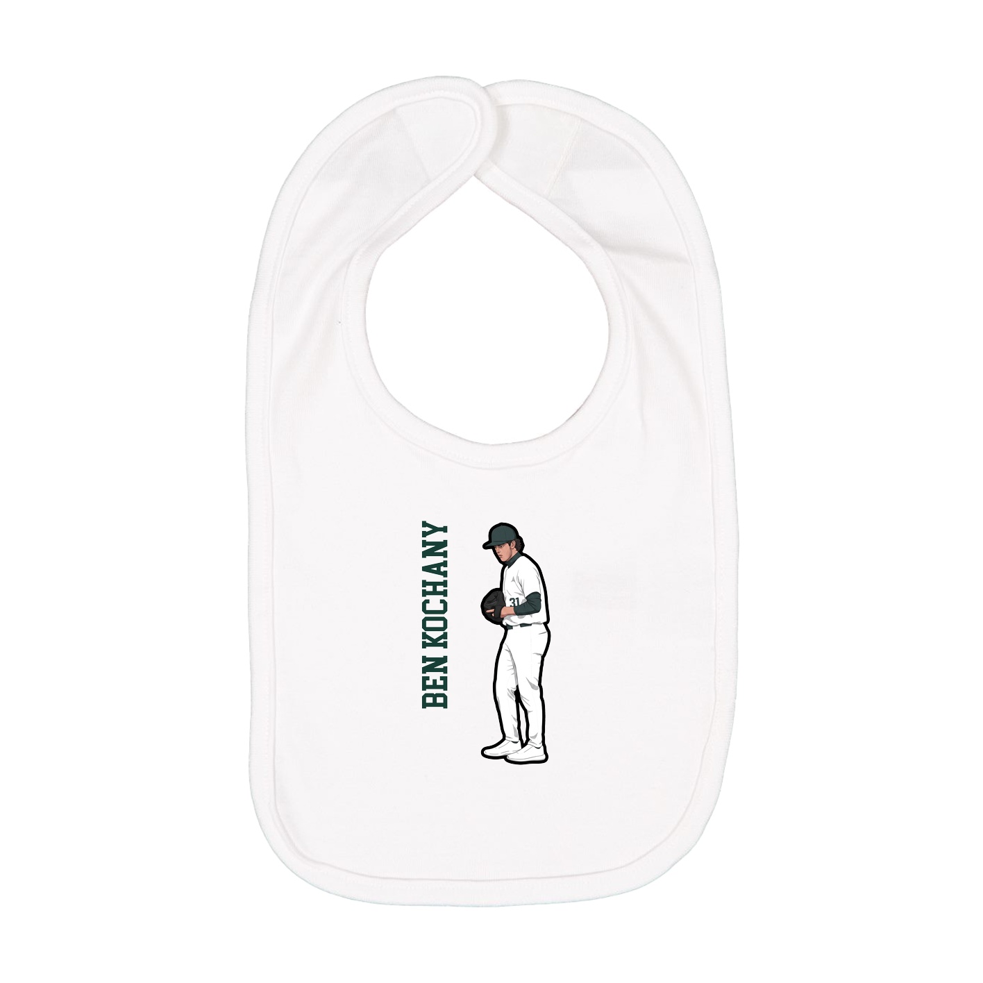 Infant Bib — Name Vertical in White