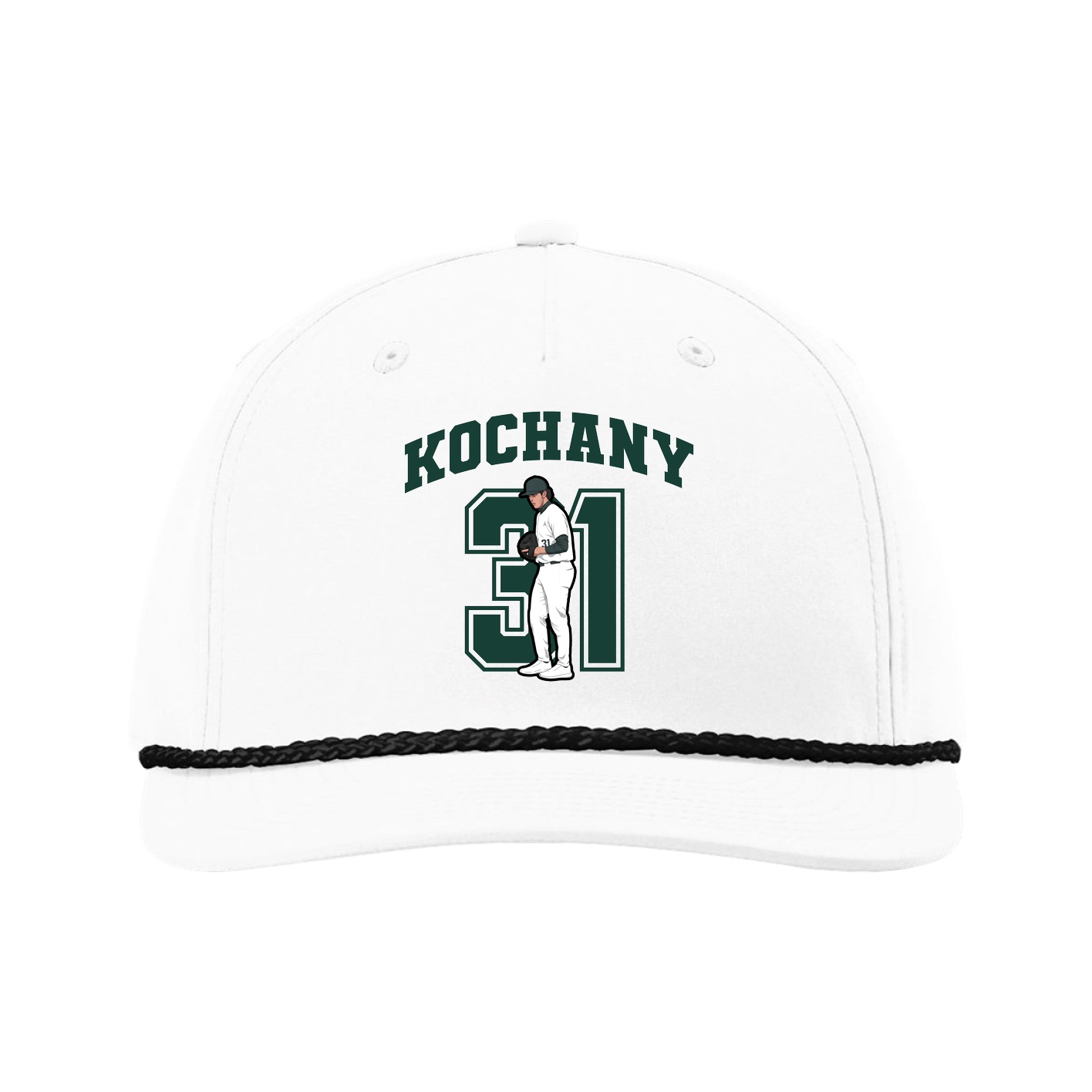 Five-Panel Classic Rope Cap — Number in White