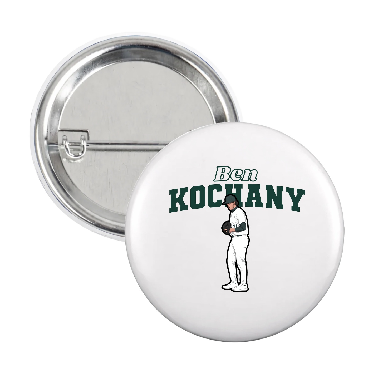 Game Day Button — Name Arch in White