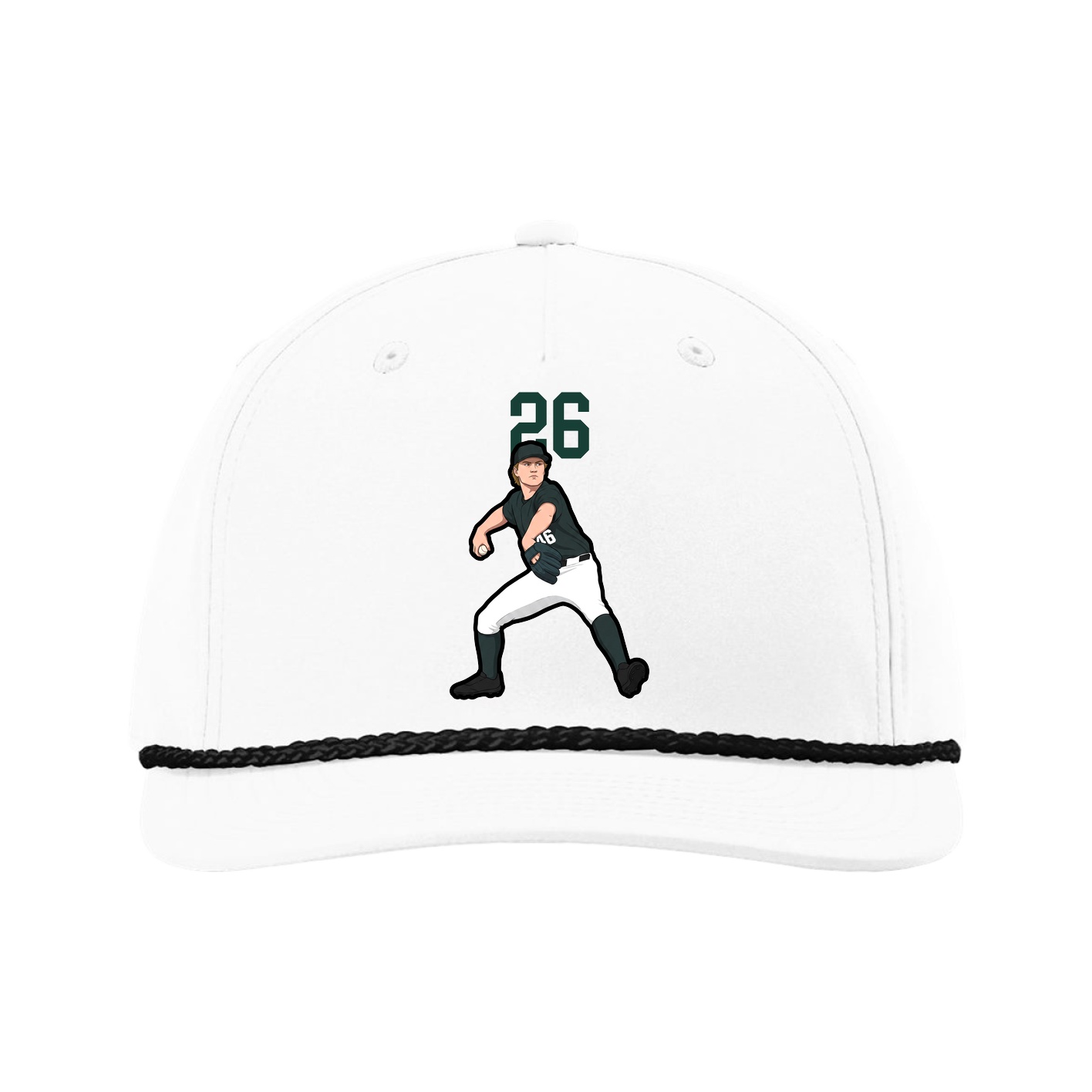Five-Panel Classic Rope Cap — Number Top in White