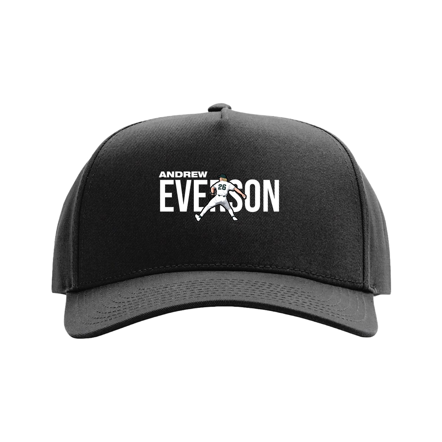 Full Fabric Five-Panel Champ Cap — Player Name in Black