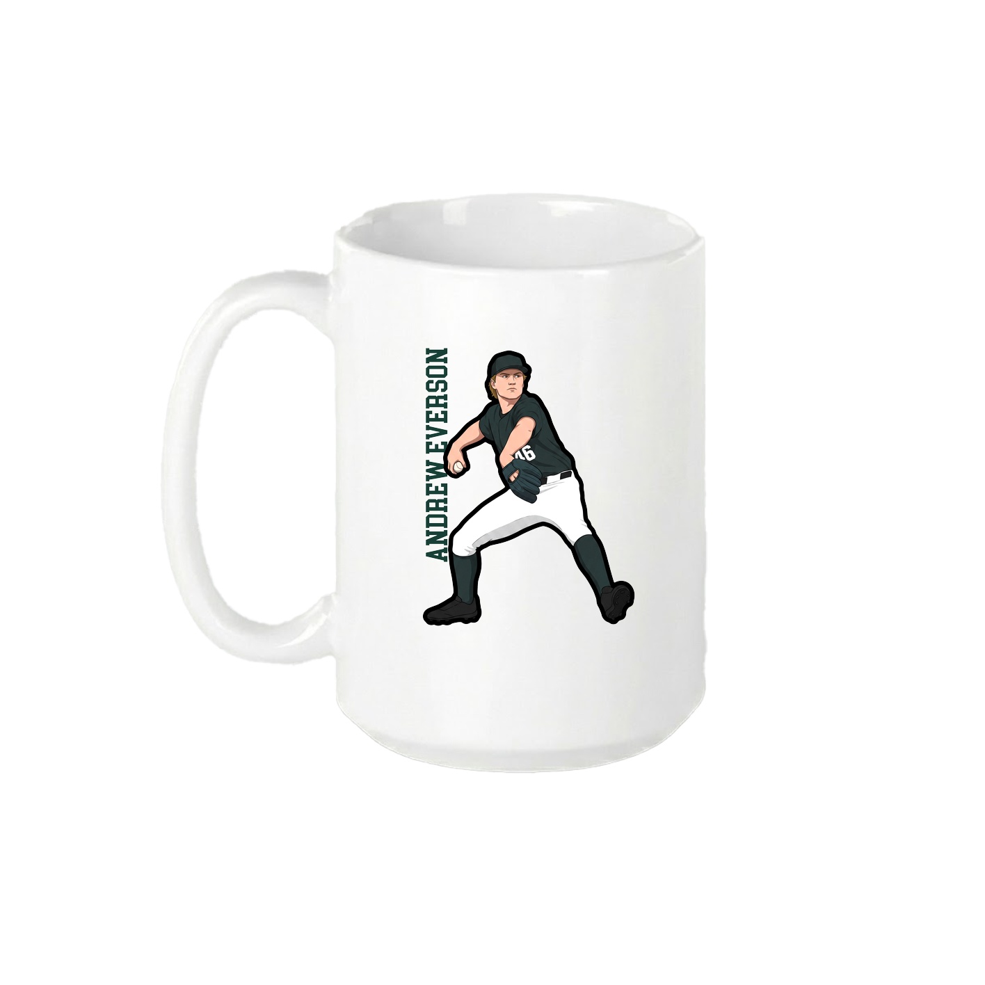 15oz Coffee Mug — Name Vertical in White