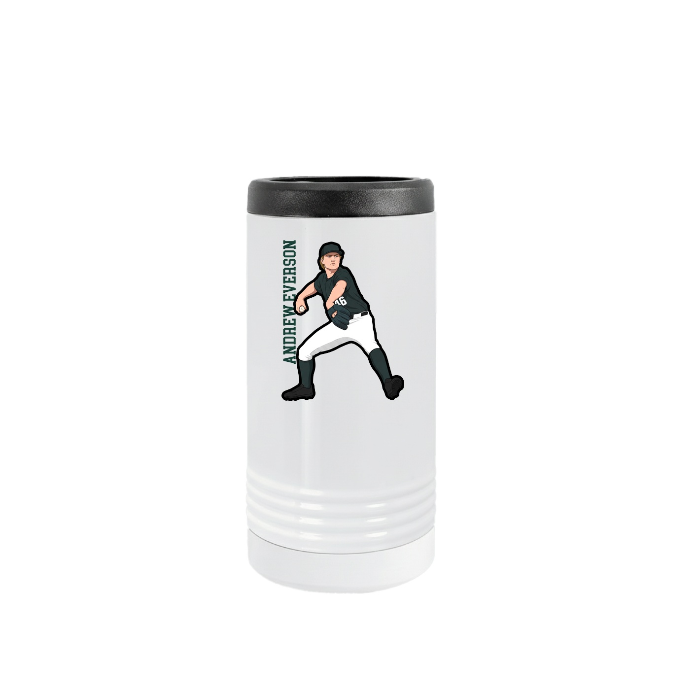 Slim Beverage Holder — Name Vertical in White