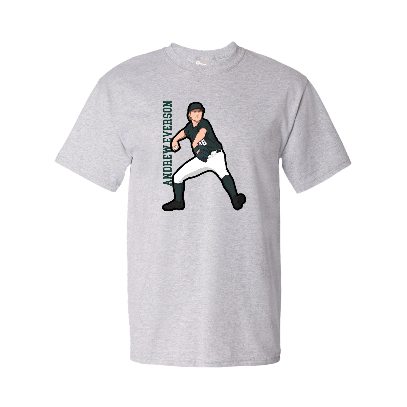 Youth Tee — Name Vertical in Grey