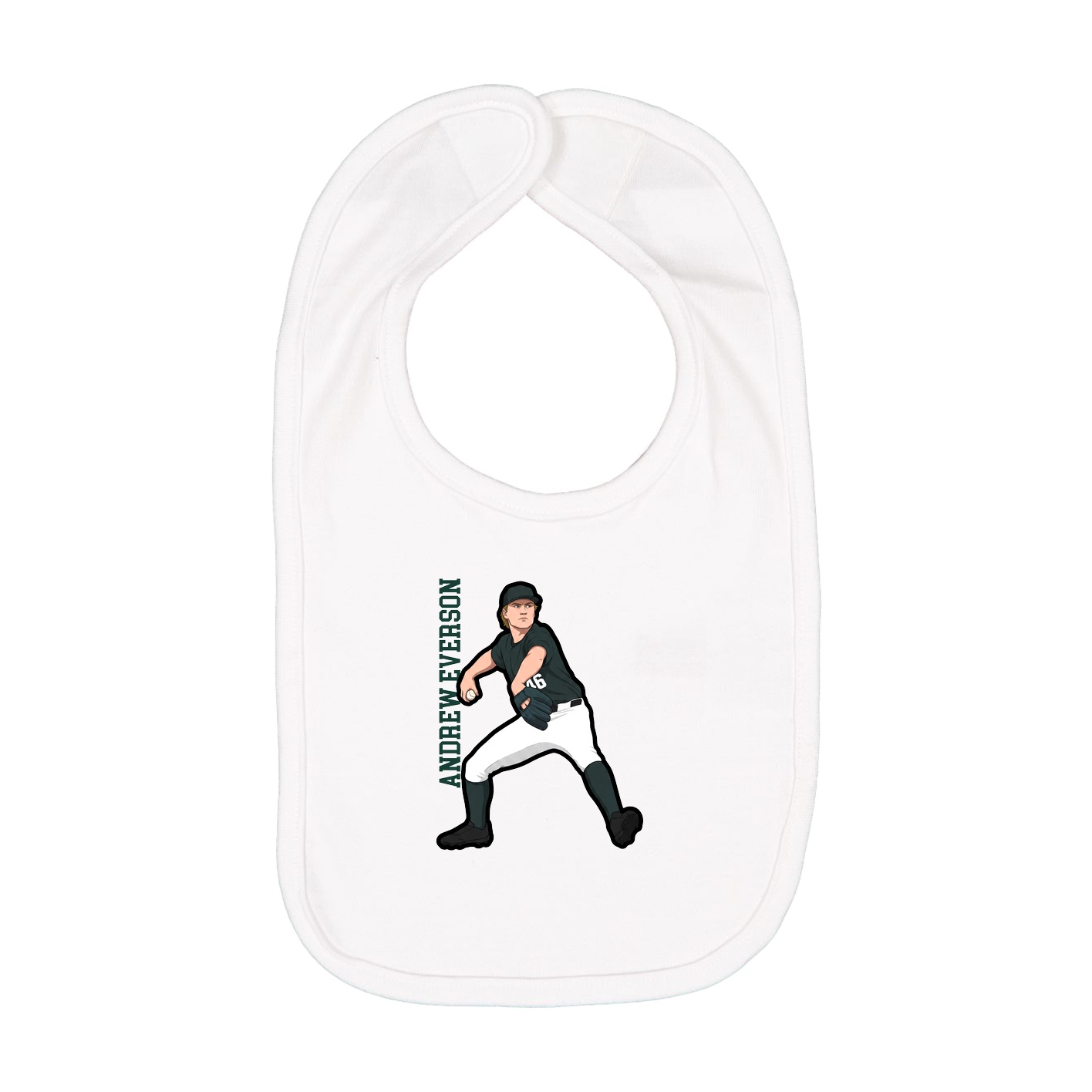 Infant Bib — Name Vertical in White