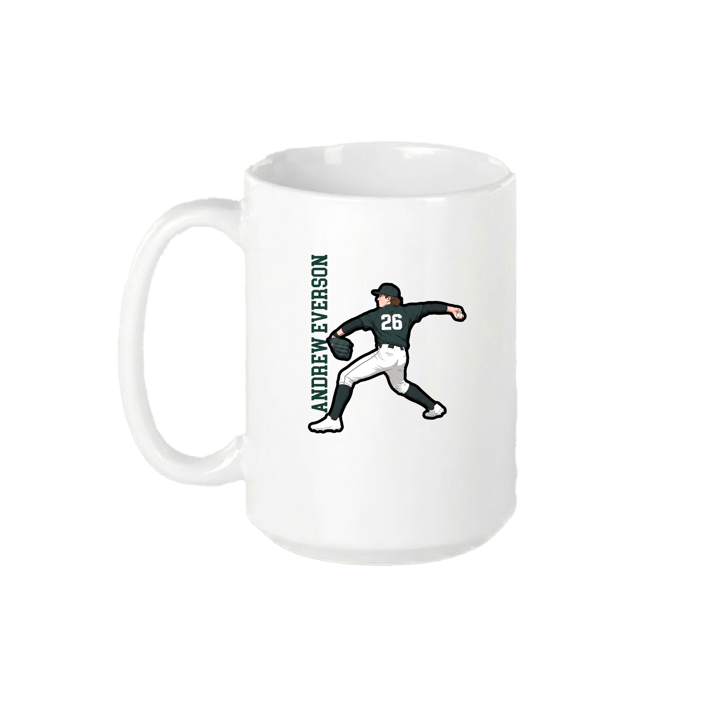 15oz Coffee Mug — Name Vertical in White