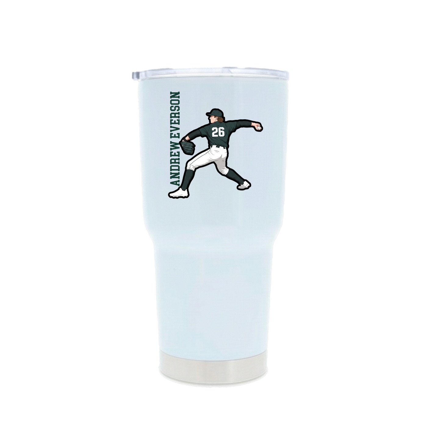 30oz Stainless Steel Tumbler — Name Vertical in White