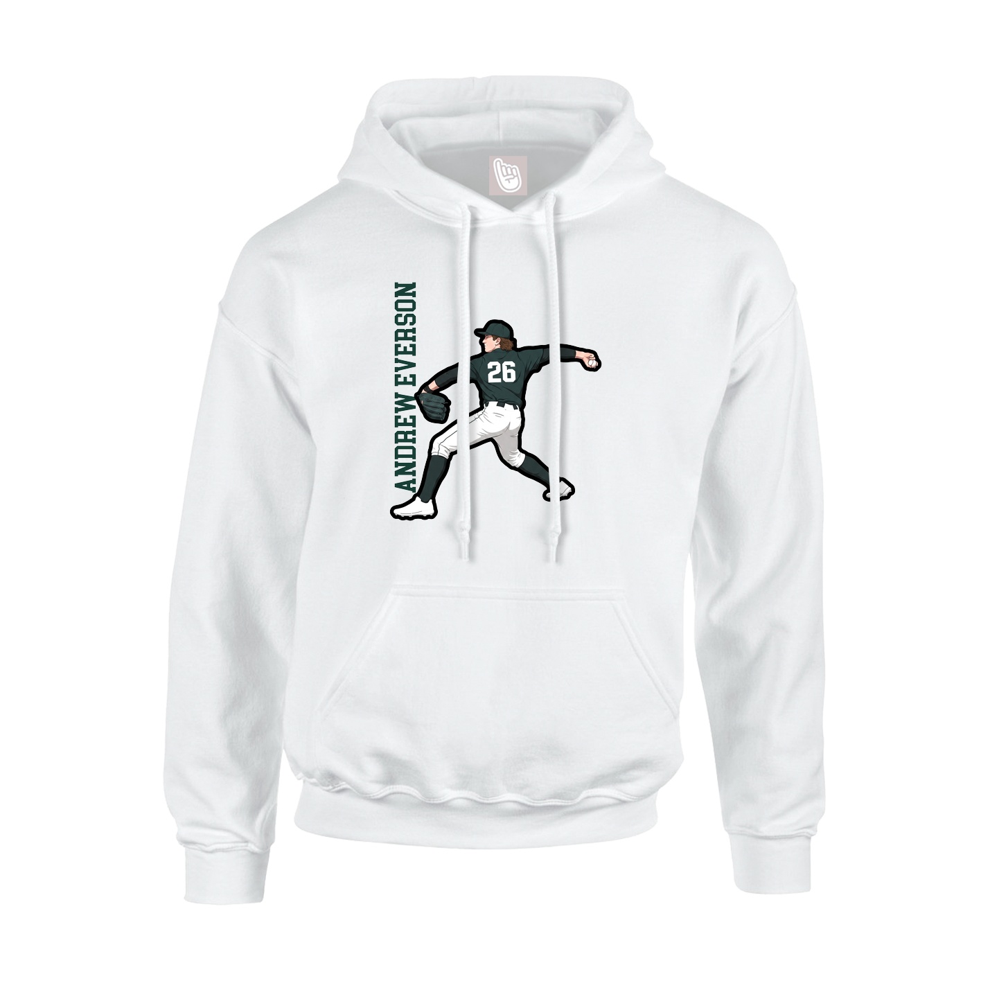 Hoodie — Name Vertical in White