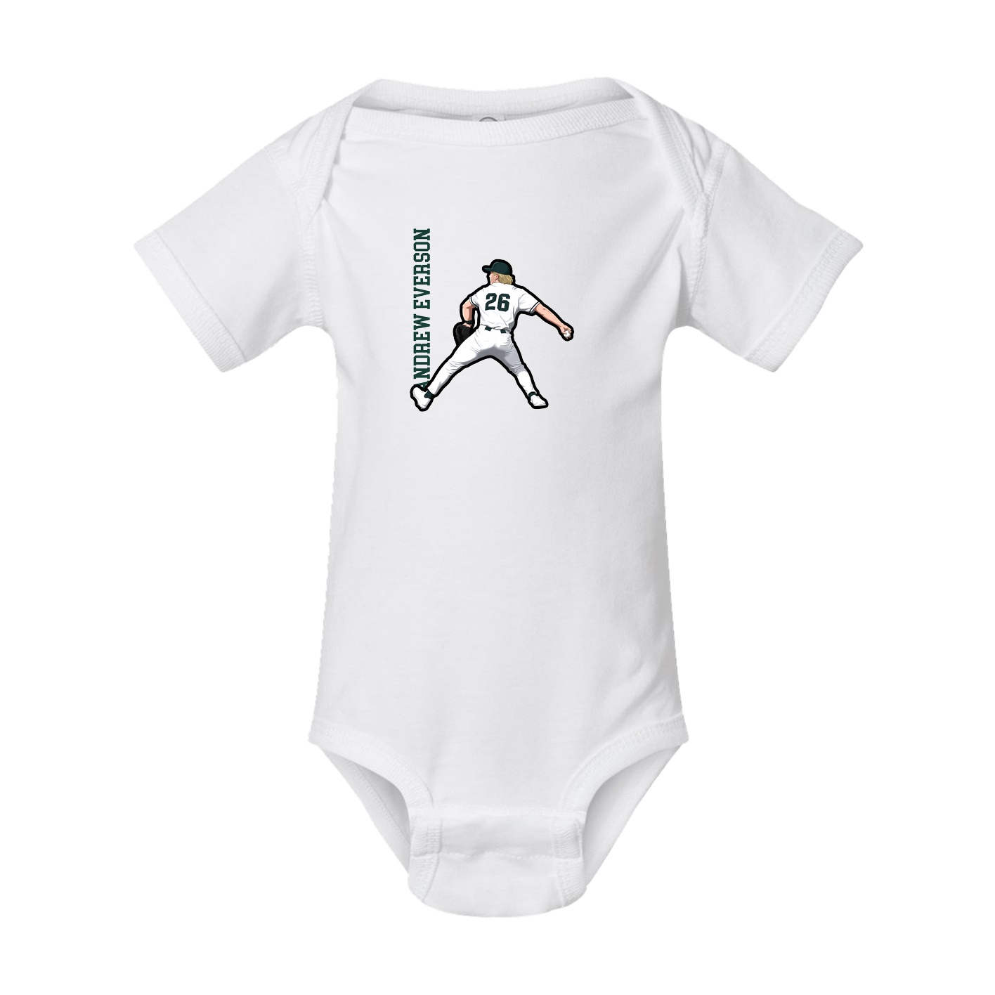 Baby Onesie — Name Vertical in White