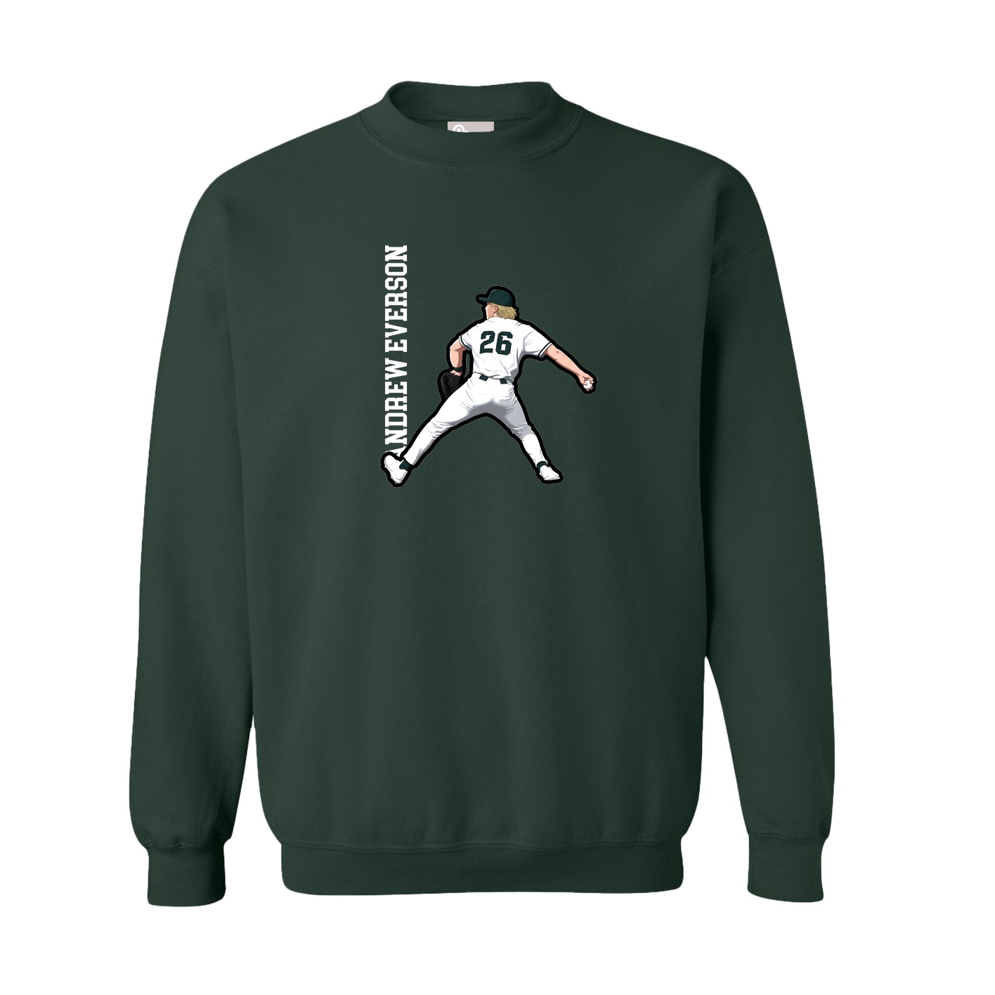 Fleece Crew — Name Vertical in Green
