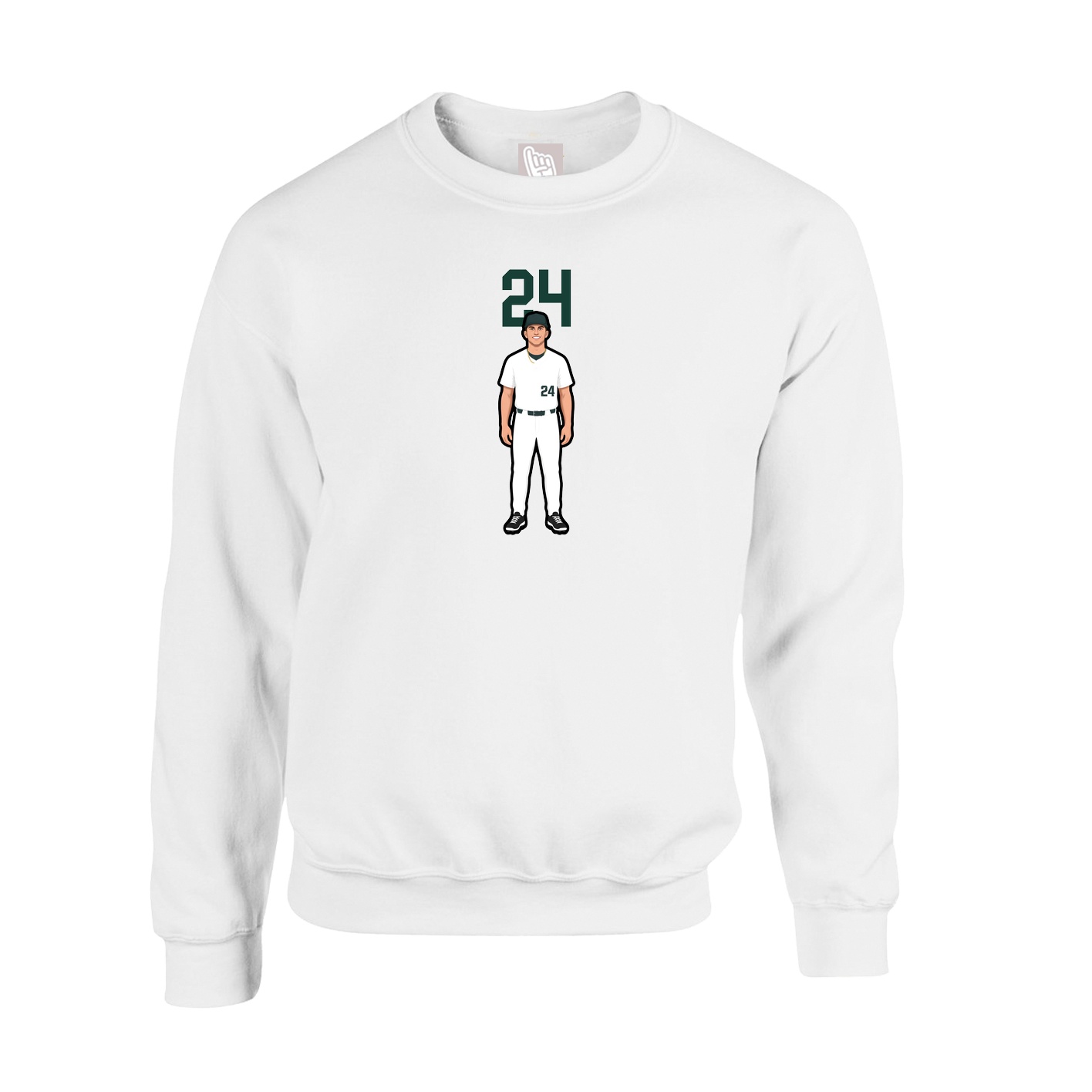 Fleece Crew — Number Top in White