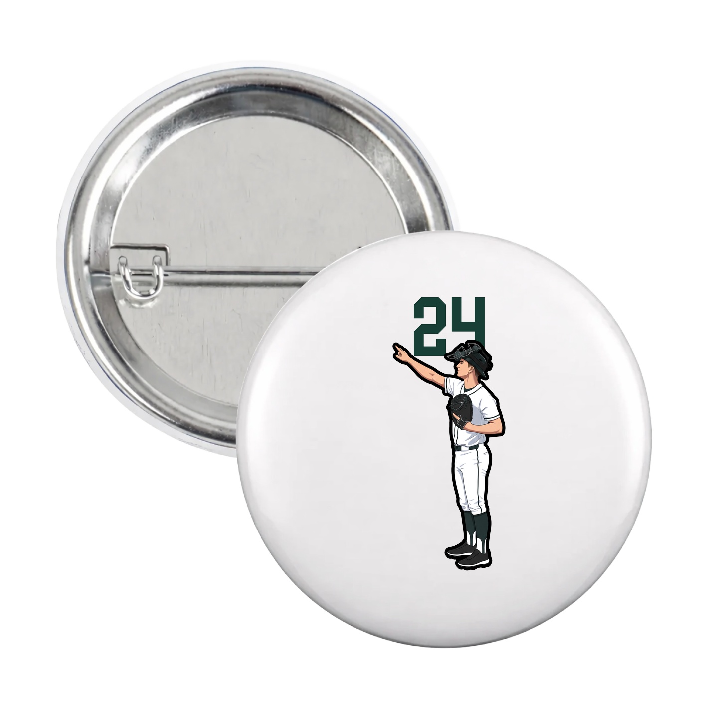 Game Day Button — Number Top in White