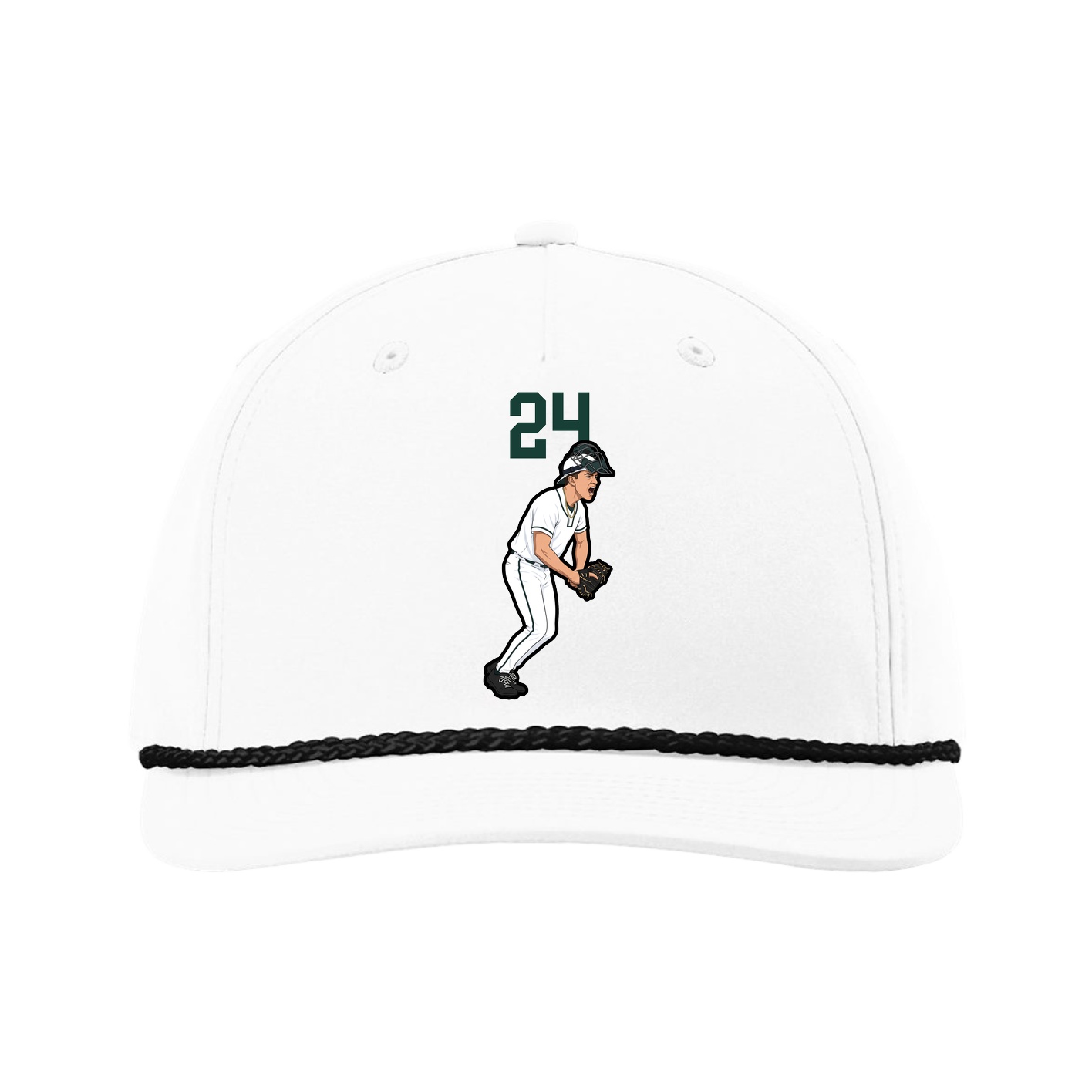 Five-Panel Classic Rope Cap — Number Top in White