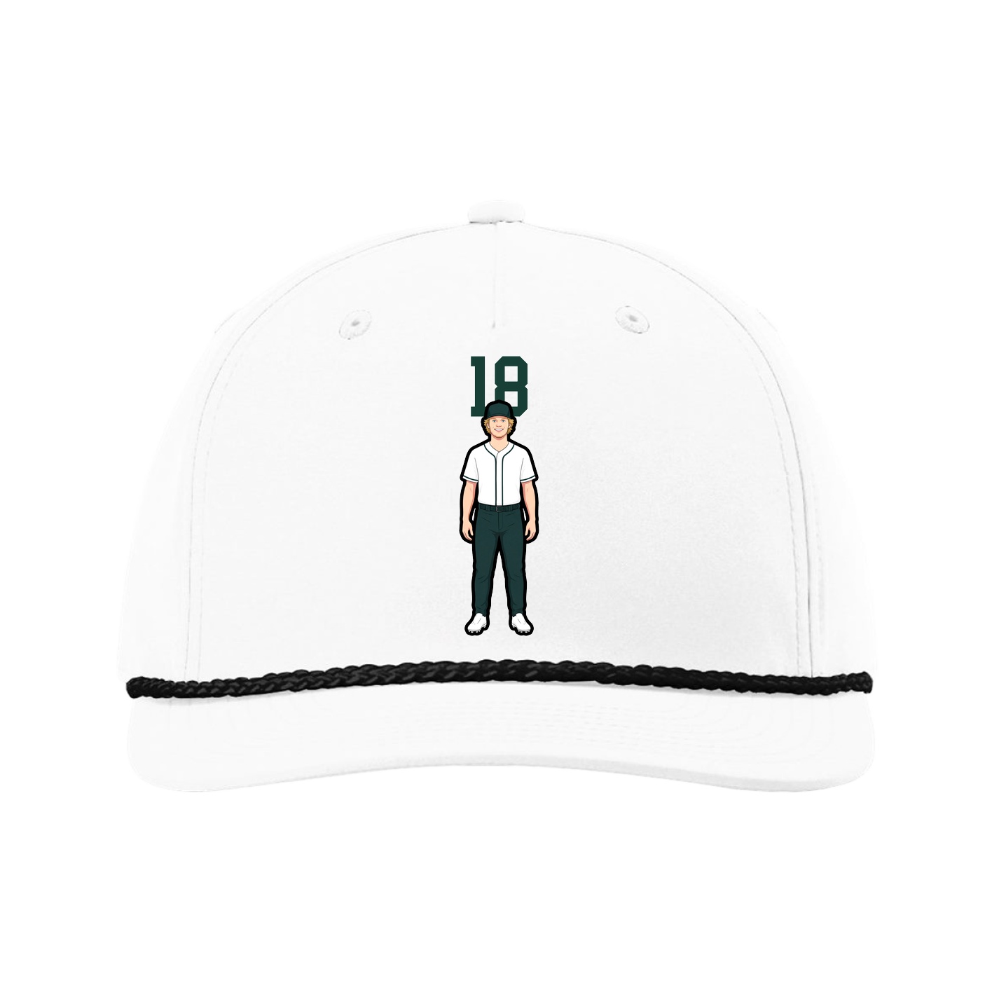 Five-Panel Classic Rope Cap — Number Top in White