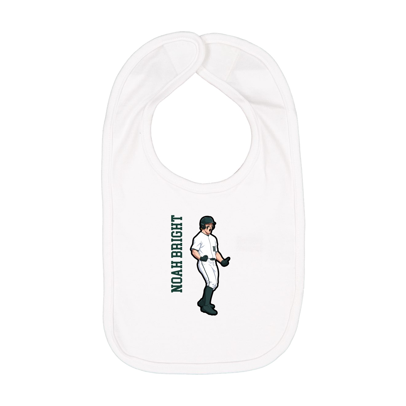 Infant Bib — Name Vertical in White