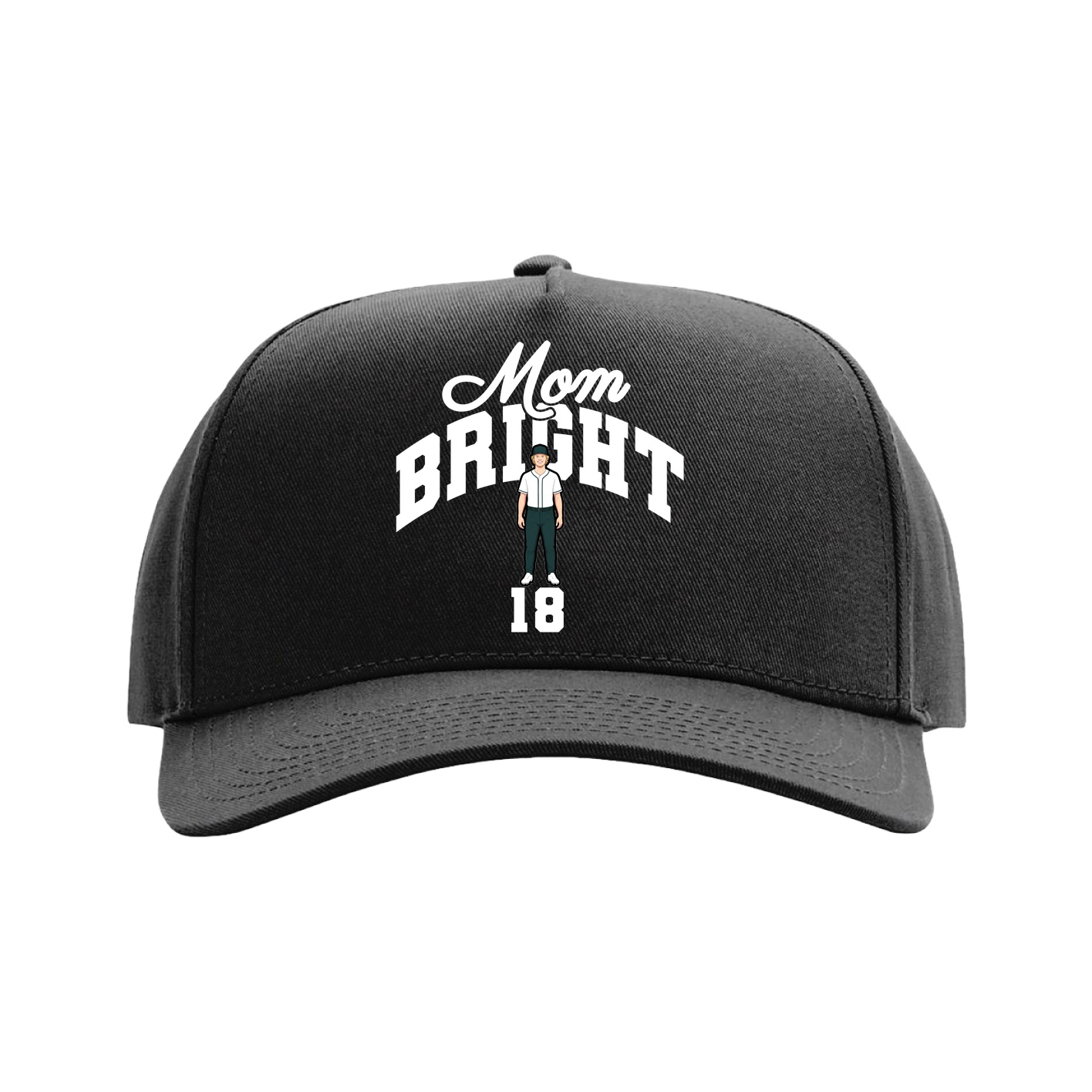 Full Fabric Five-Panel Champ Cap — Mothers Day Arch in Black