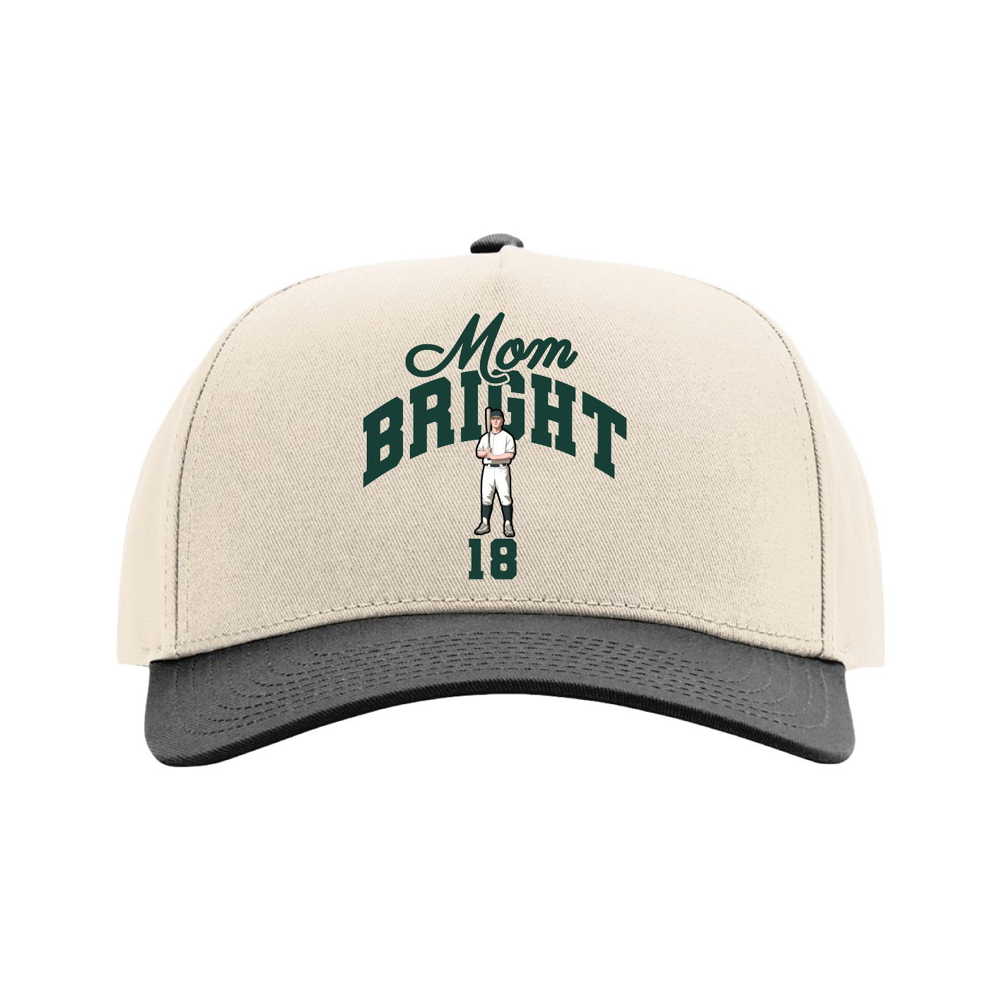 Full Fabric Five-Panel Champ Cap — Mothers Day Arch in Cream/Black