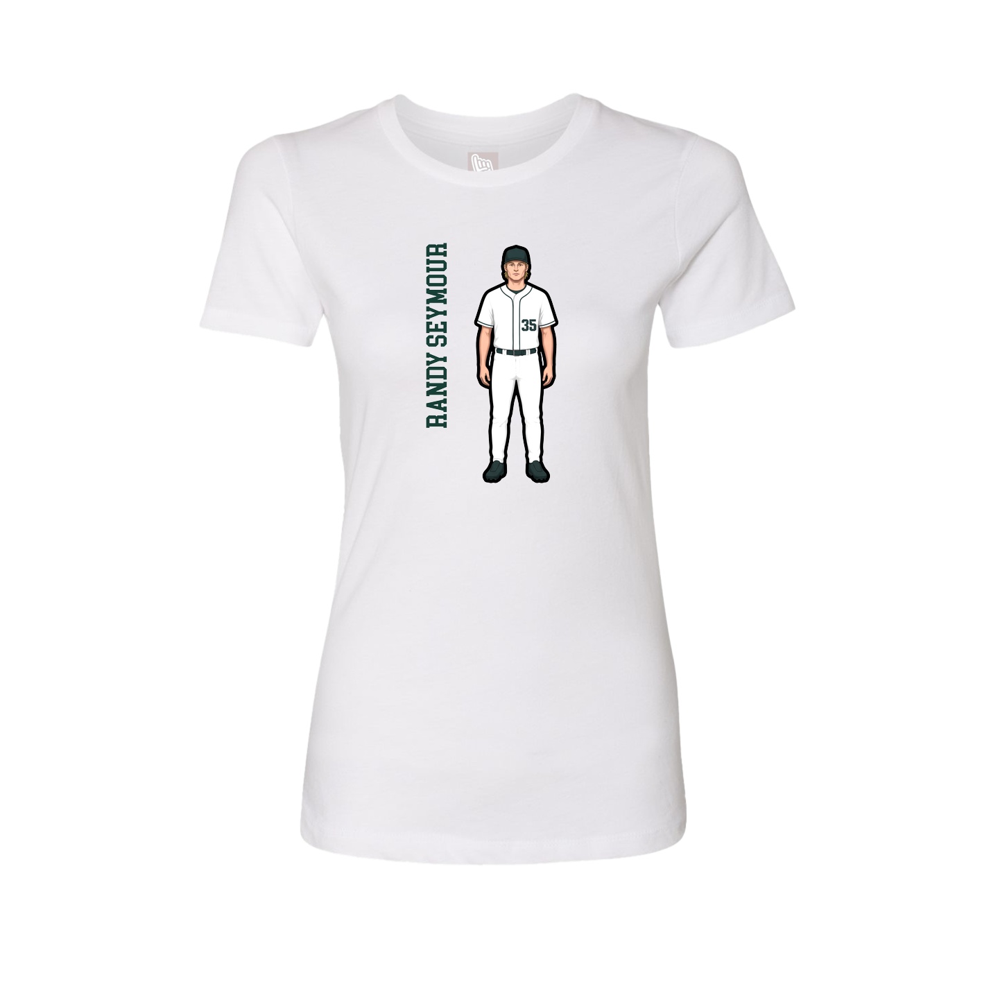 Fitted Women's Tee — Name Vertical in White