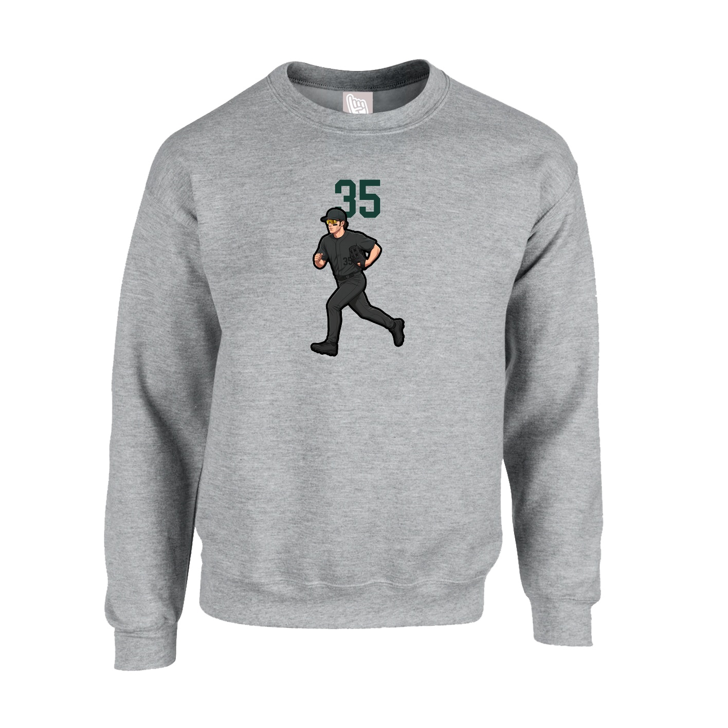 Fleece Crew — Number Top in Grey