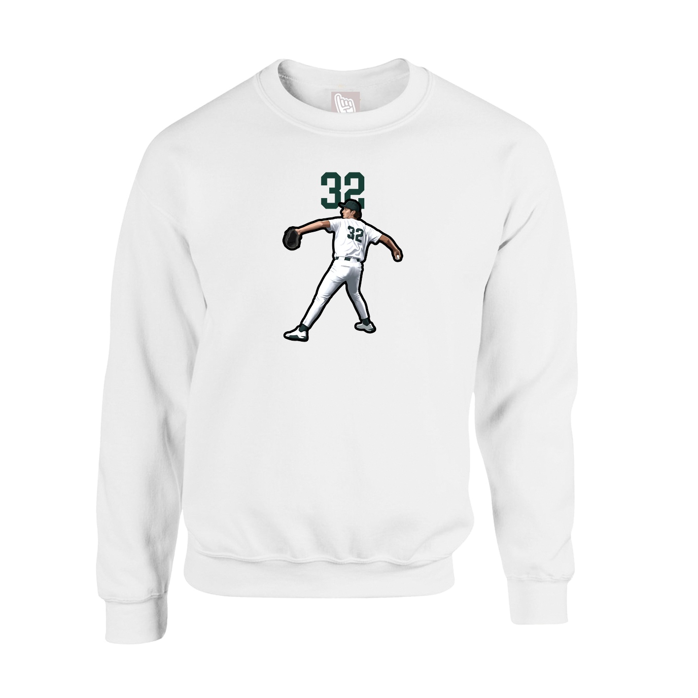 Fleece Crew — Number Top in White