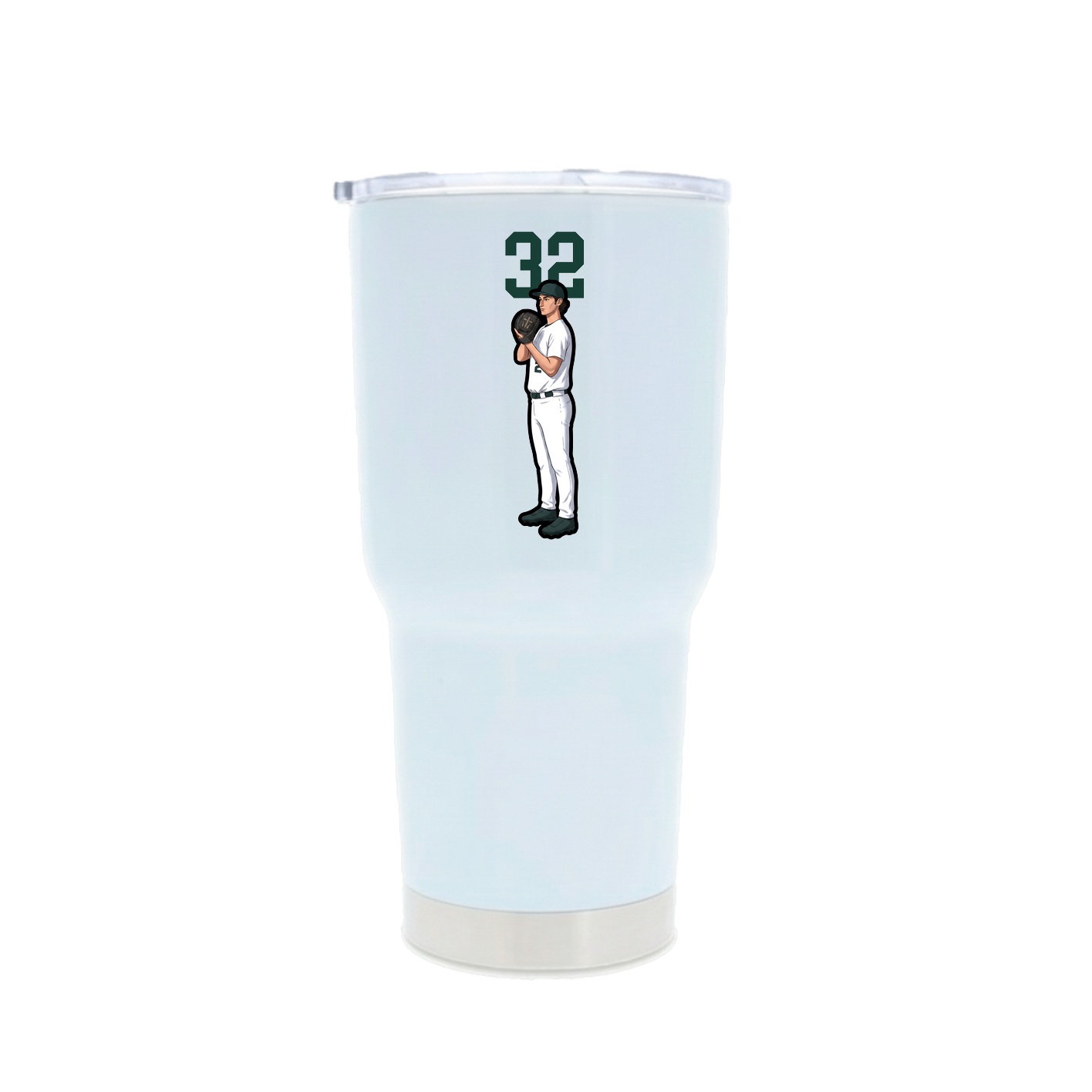 30oz Stainless Steel Tumbler — Number Top in White