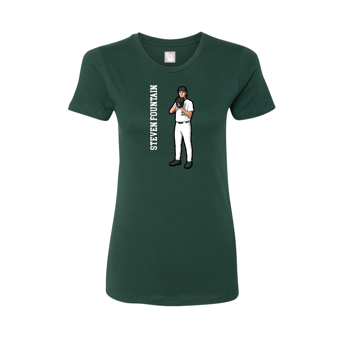 Womens Tee — Name Vertical in Green