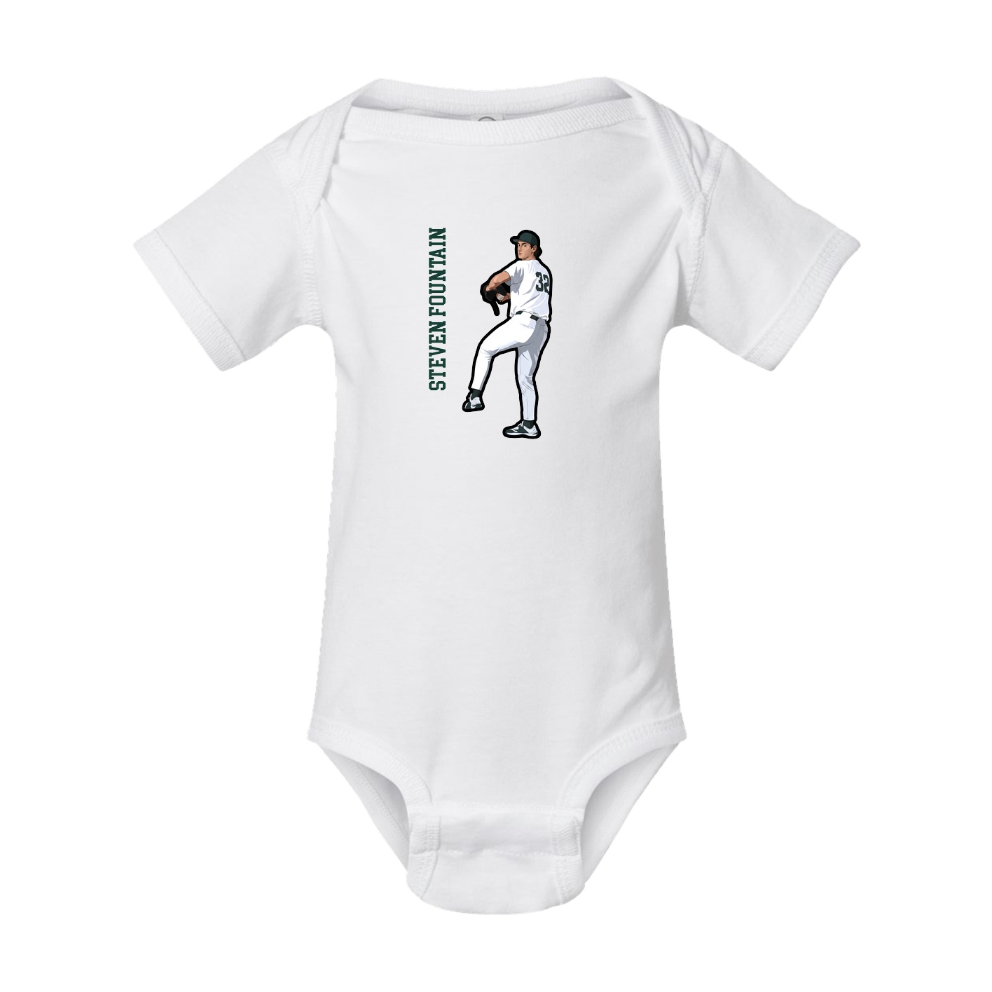 Baby Onesie — Name Vertical in White