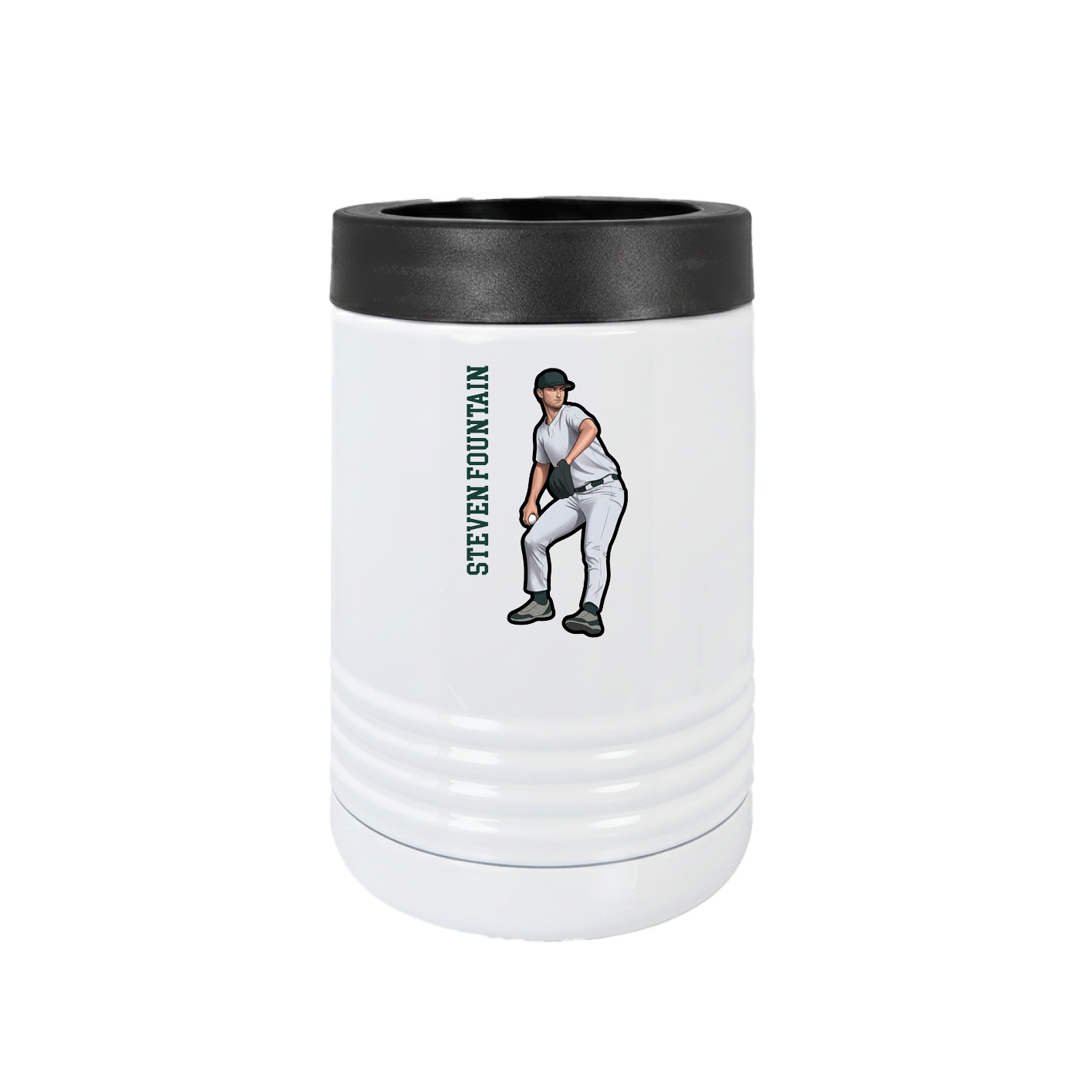 Beverage Holder — Name Vertical in White