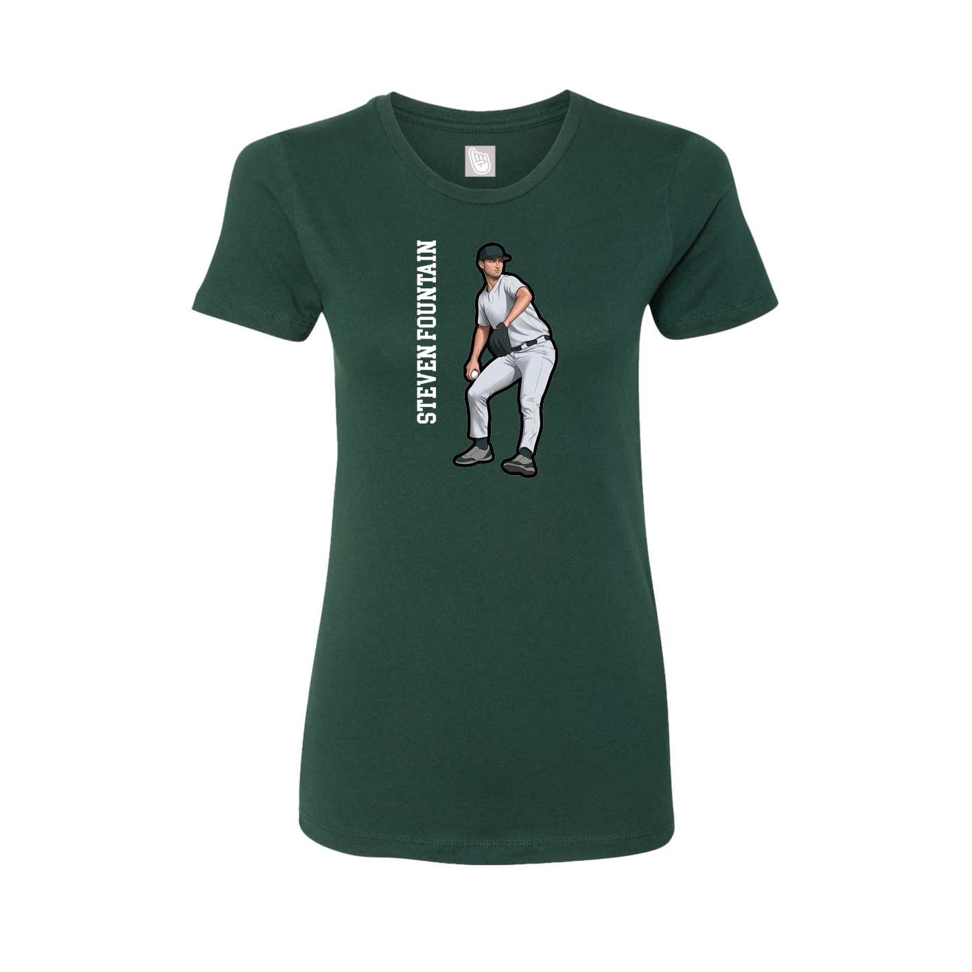 Womens Tee — Name Vertical in Green