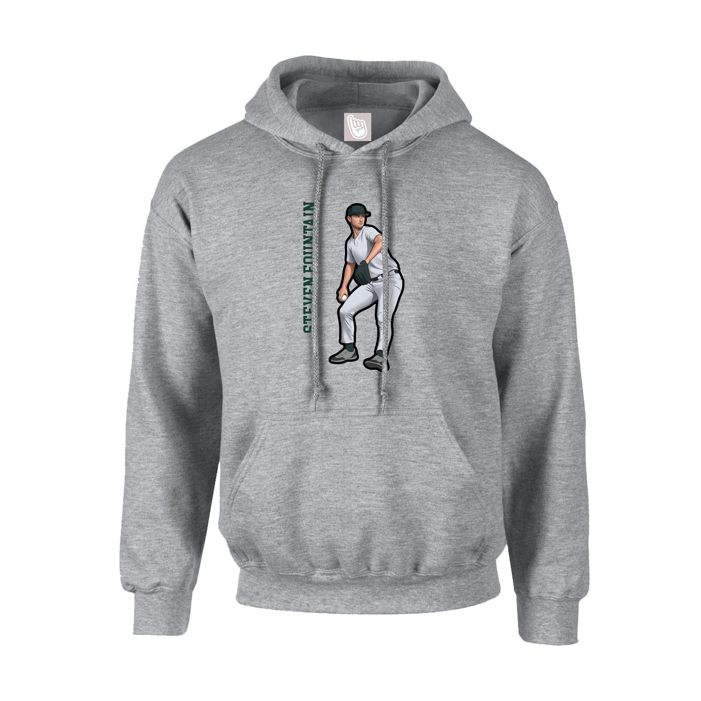 Youth Hoodie — Name Vertical in Grey