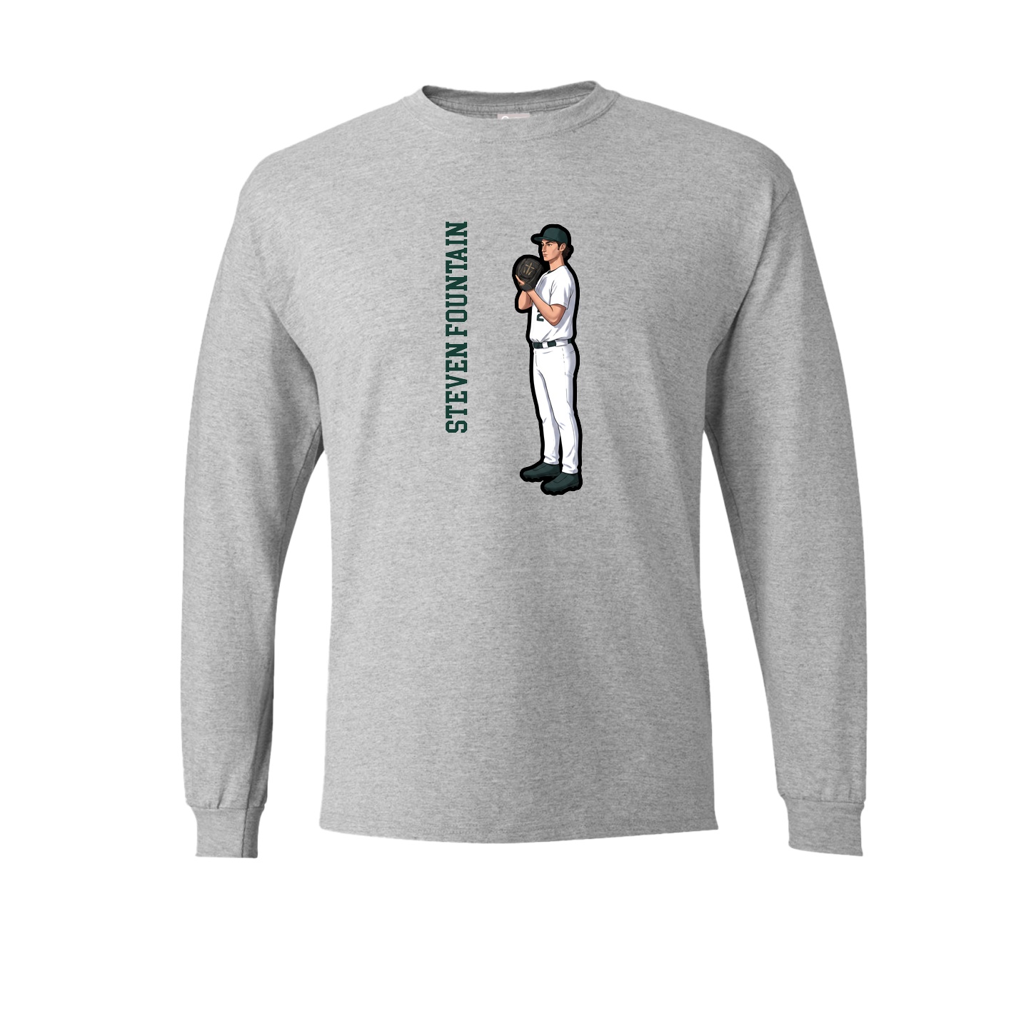 Long Sleeve Tee — Name Vertical in Grey
