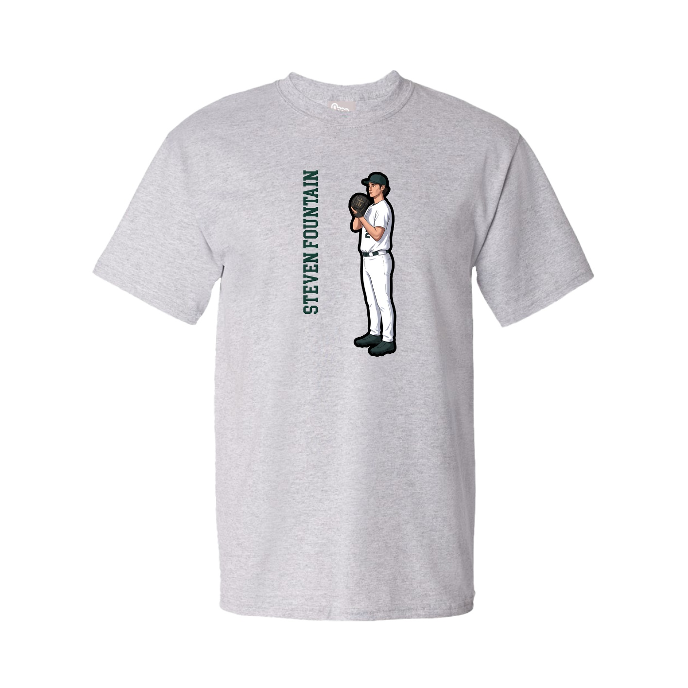 Youth Tee — Name Vertical in Grey
