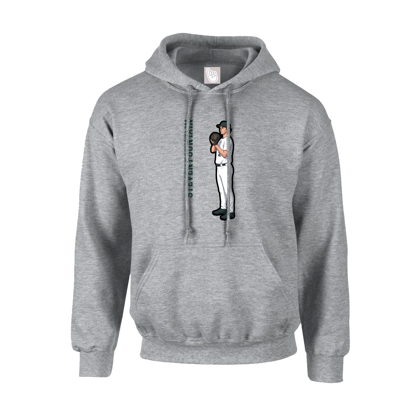 Youth Hoodie — Name Vertical in Grey