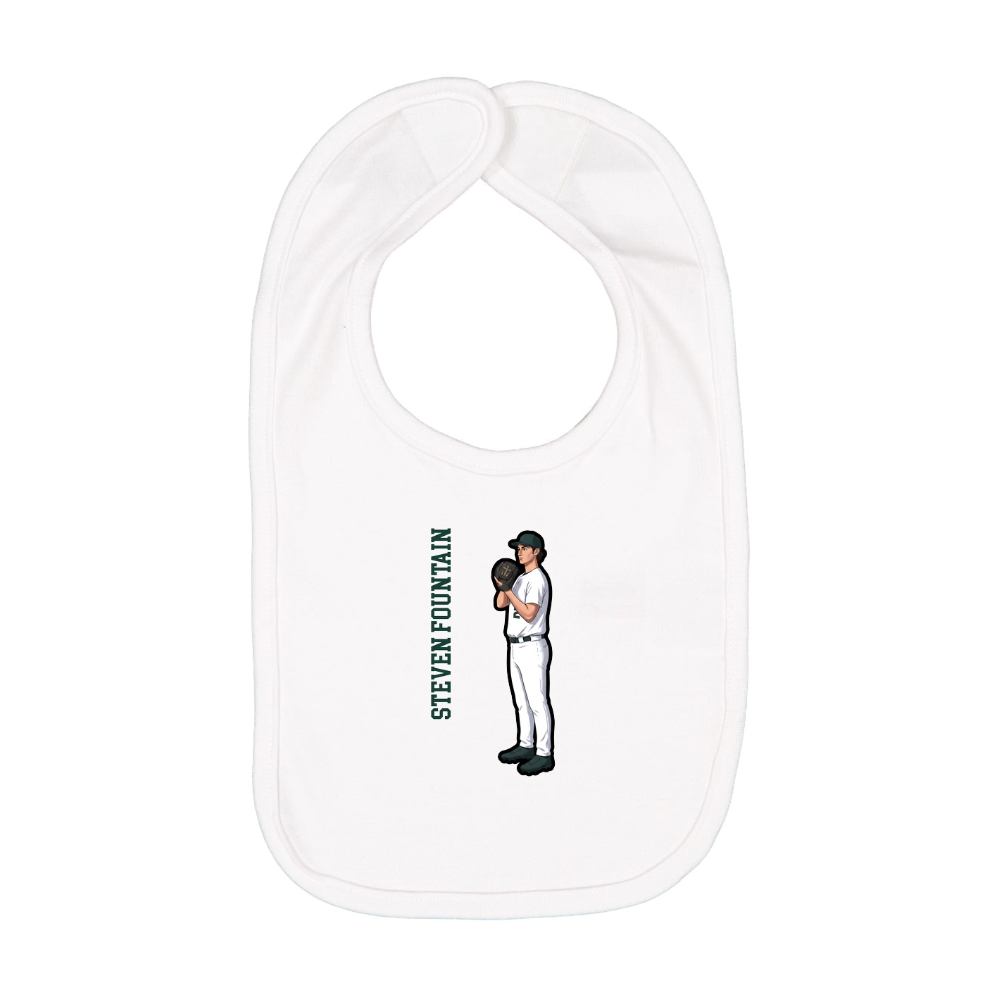 Infant Bib — Name Vertical in White