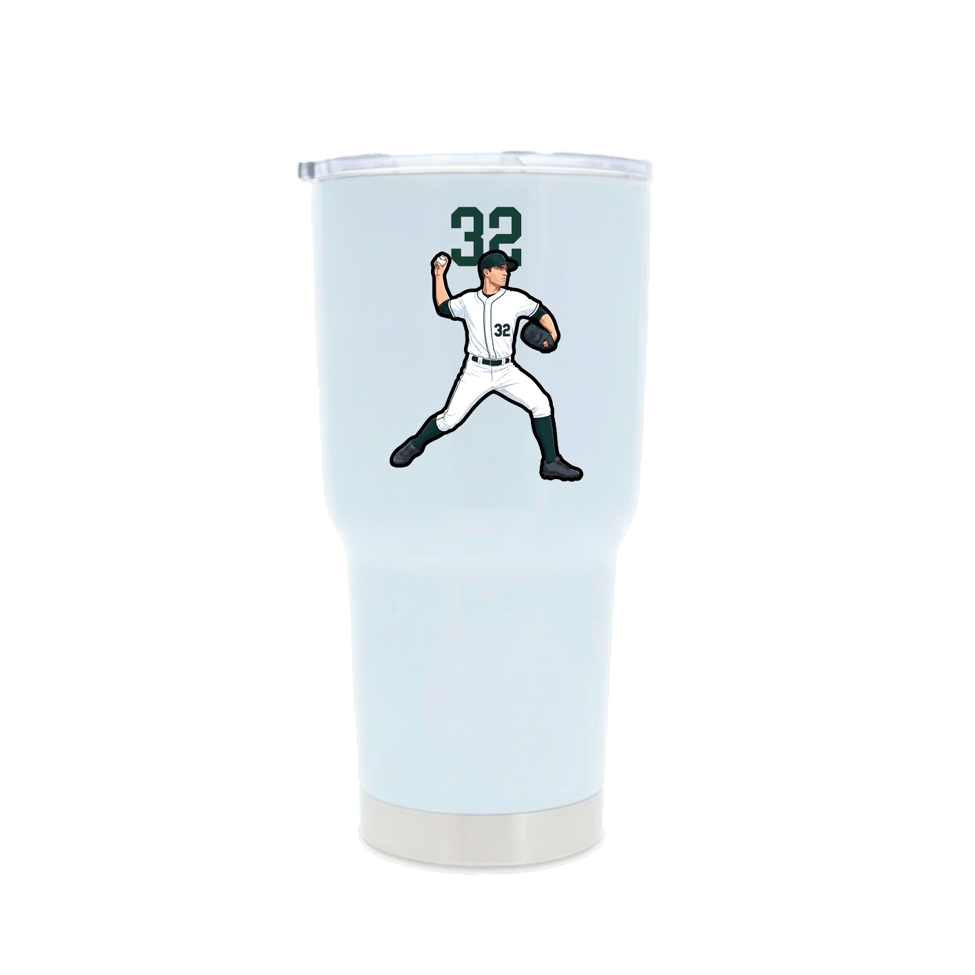30oz Stainless Steel Tumbler — Number Top in White