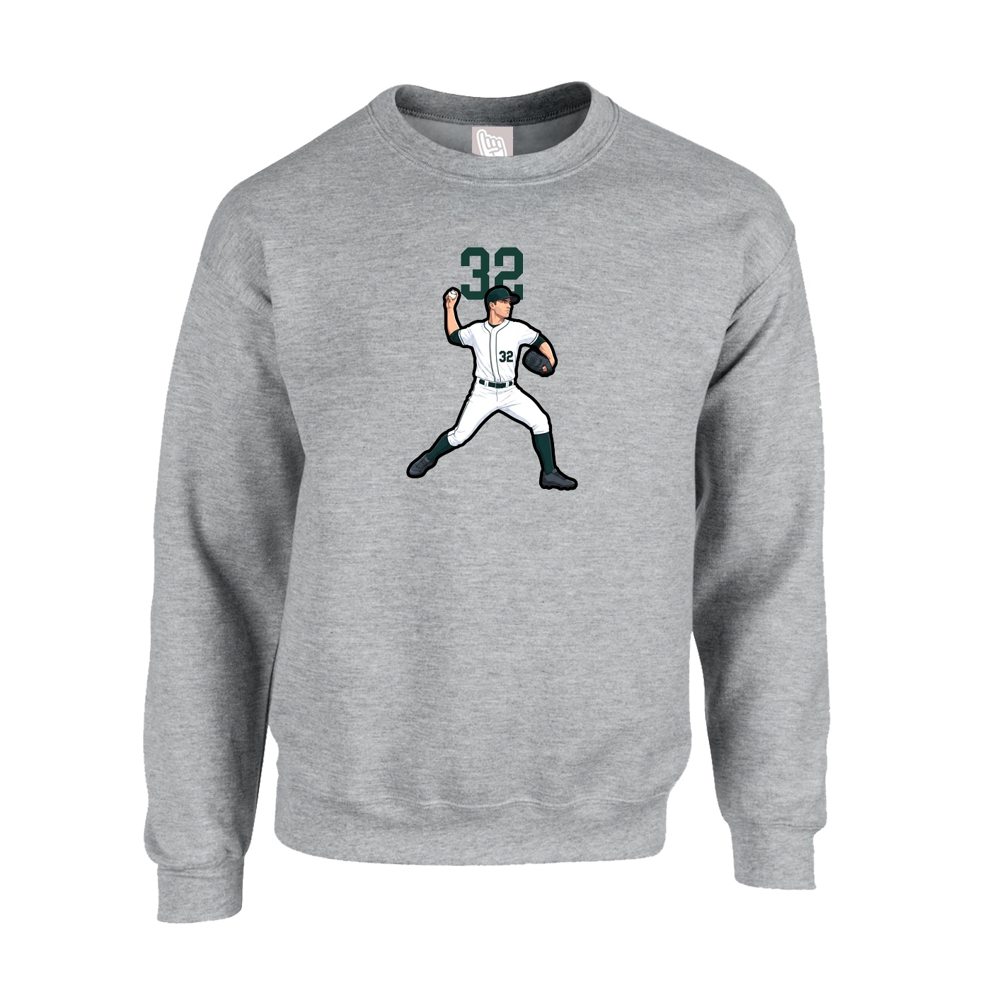 Fleece Crew — Number Top in Grey