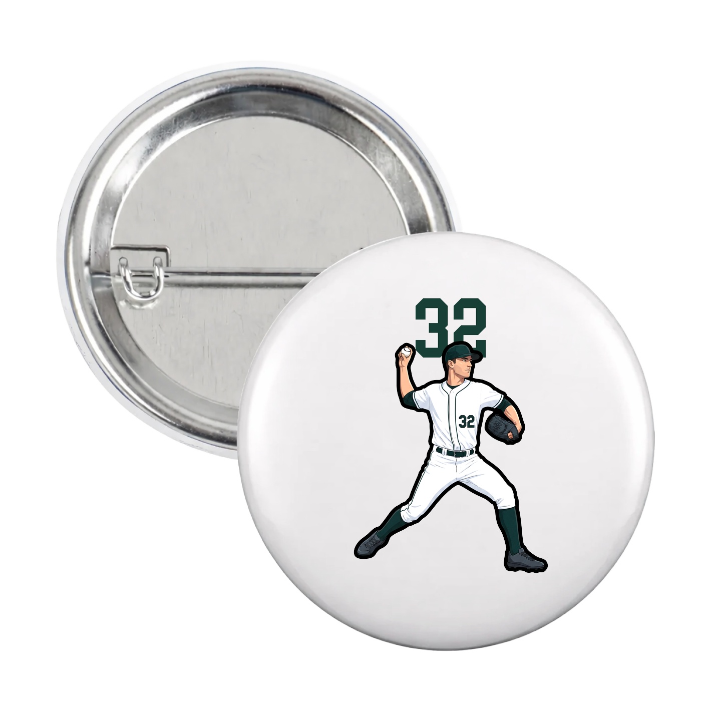 Game Day Button — Number Top in White