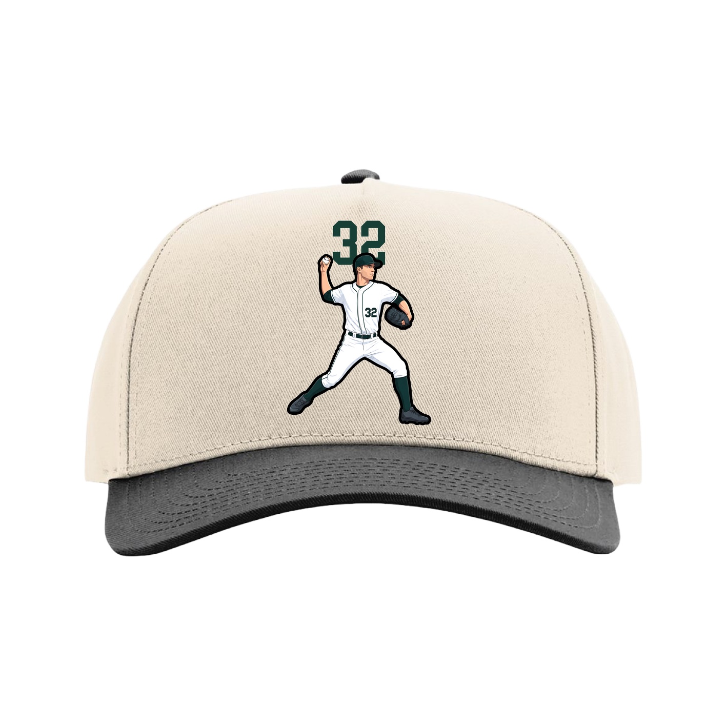 Full Fabric Five-Panel Champ Cap — Number Top in Cream/Black