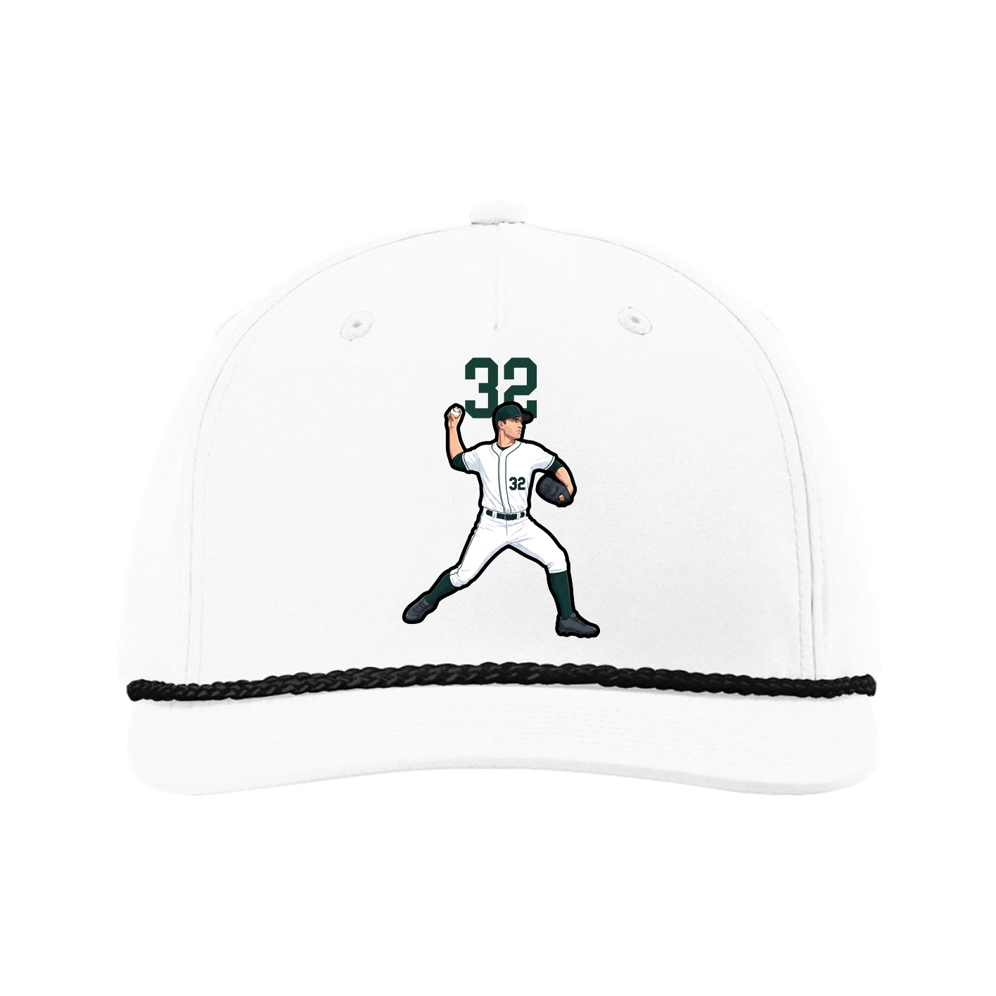 Five-Panel Classic Rope Cap — Number Top in White