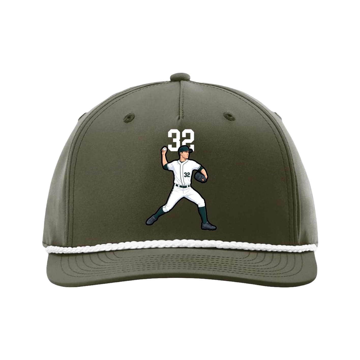 Five-Panel Classic Rope Cap — Number Top in Green